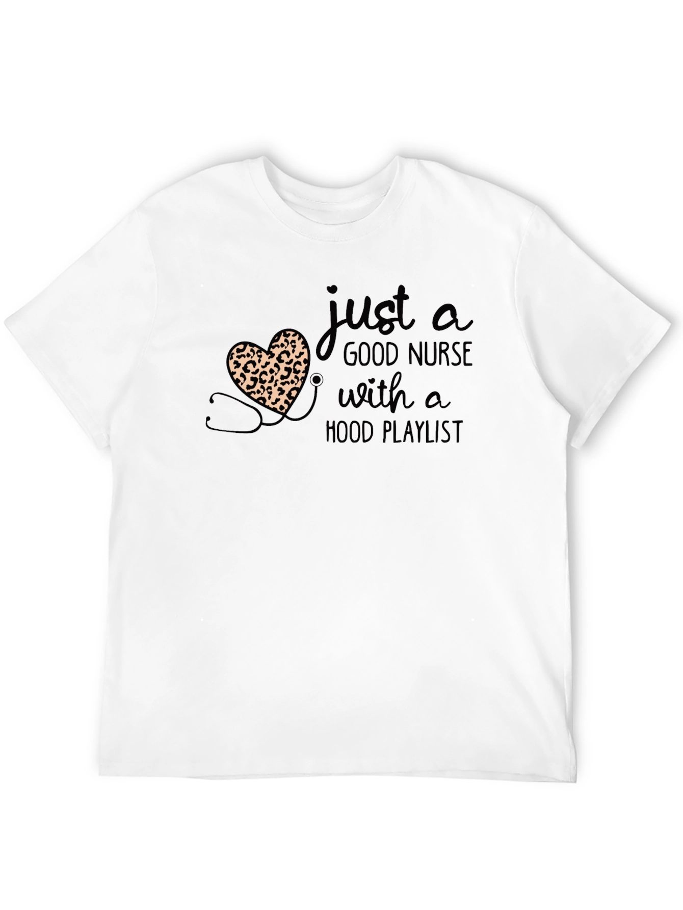 Nurse Leopard Heart Graphic T-Shirt