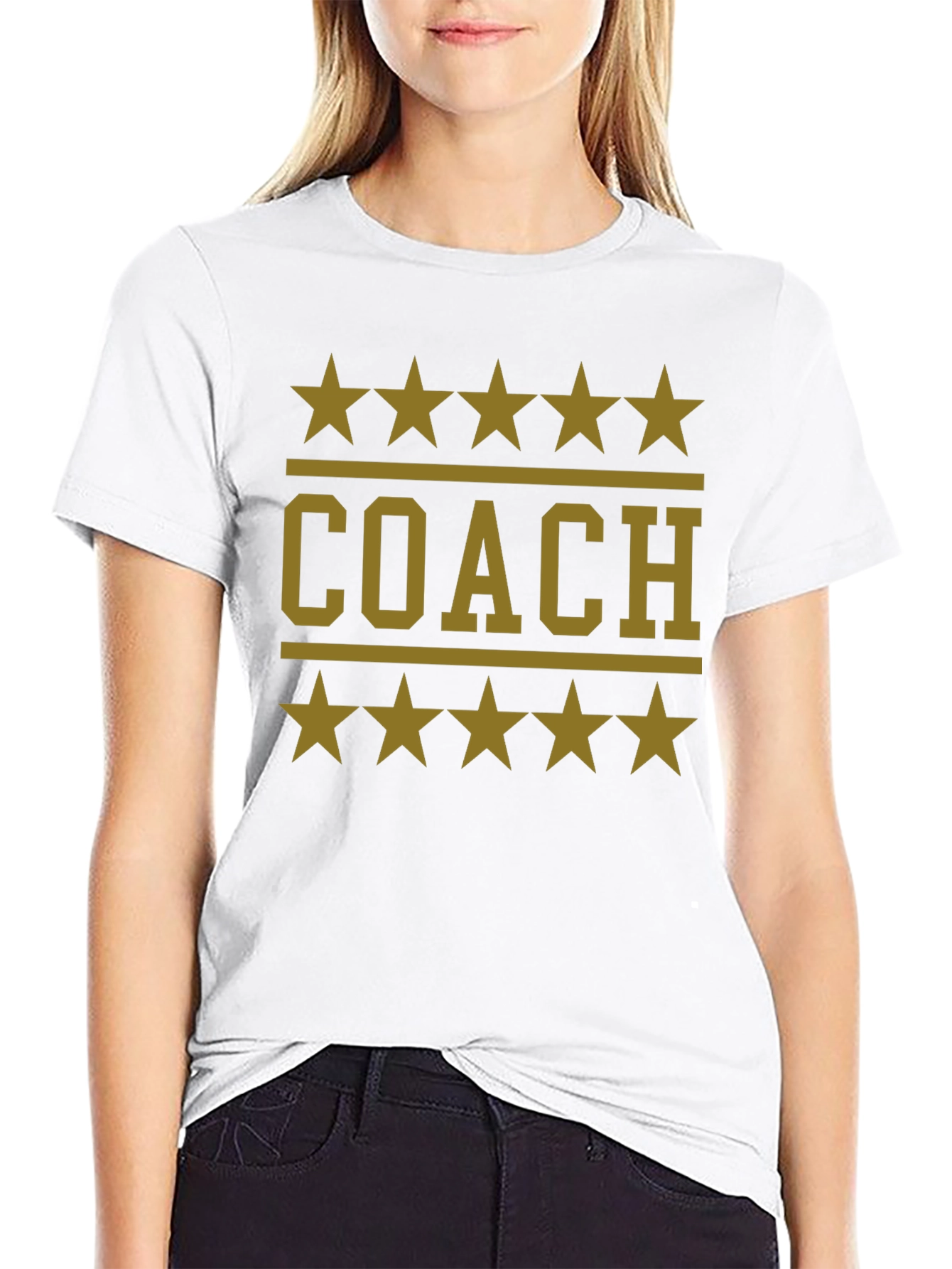 Coach T-Shirt with Stars - Black Cotton Tee