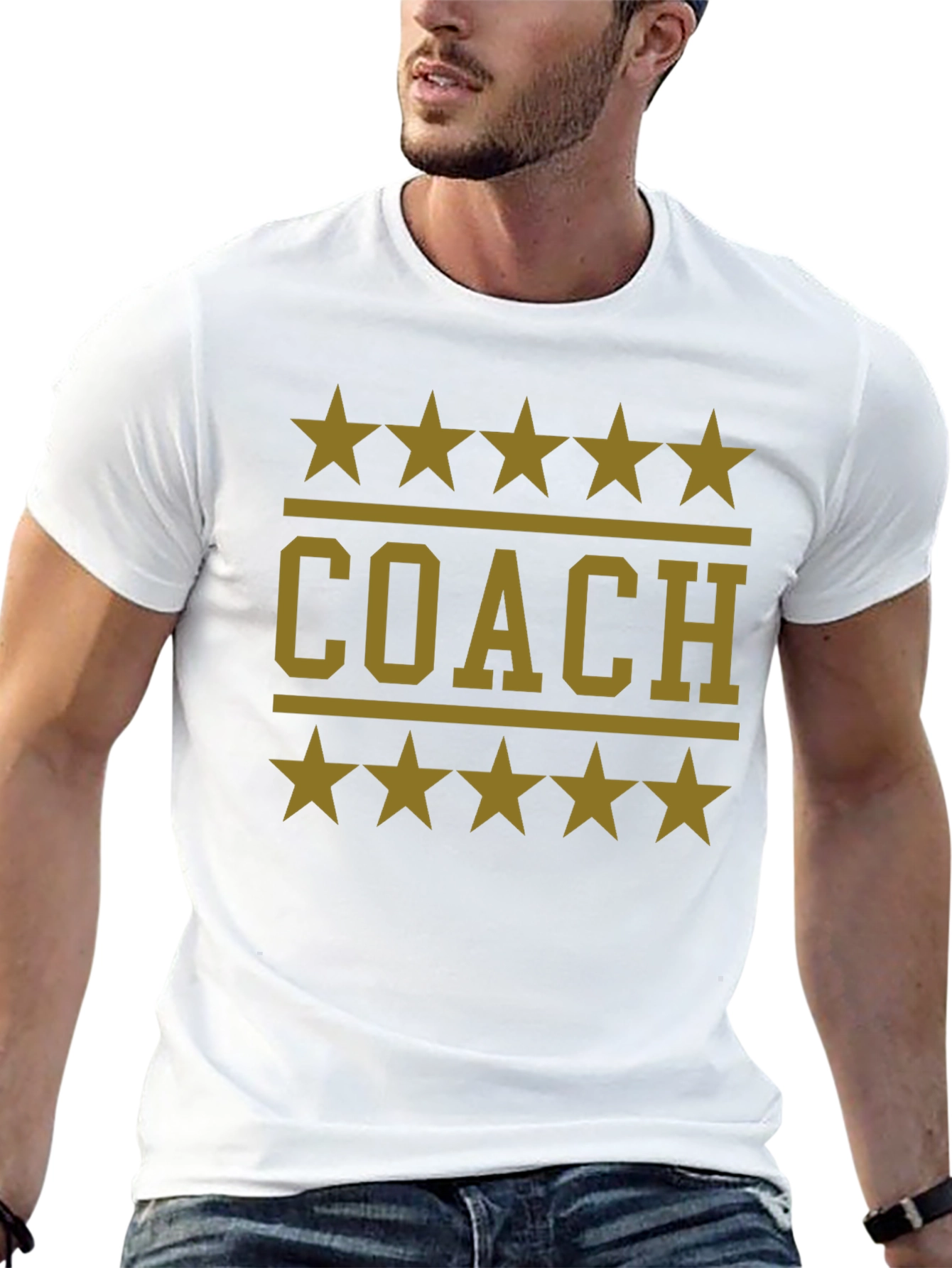 Coach T-Shirt with Stars - Black Cotton Tee