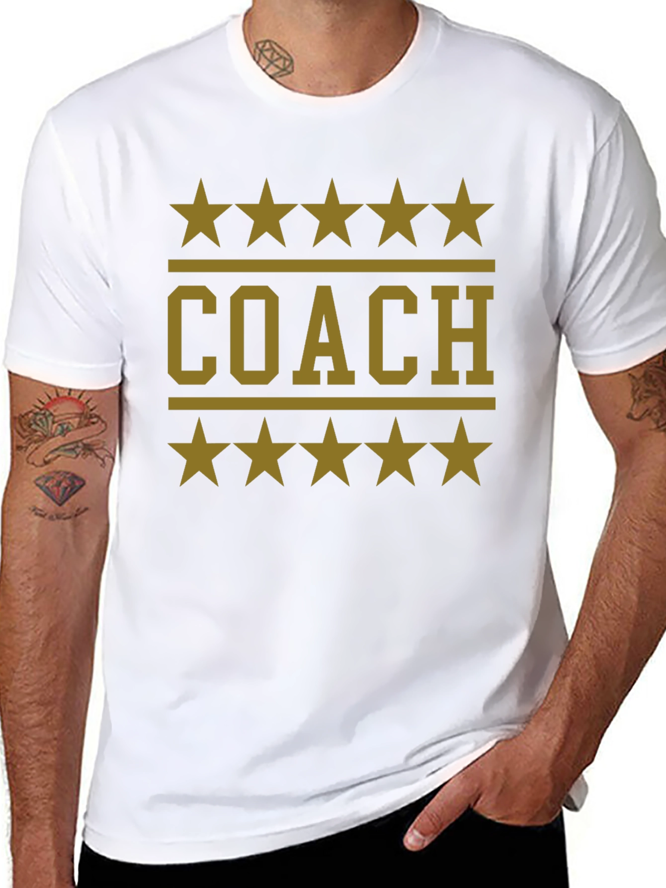 Coach T-Shirt with Stars - Black Cotton Tee