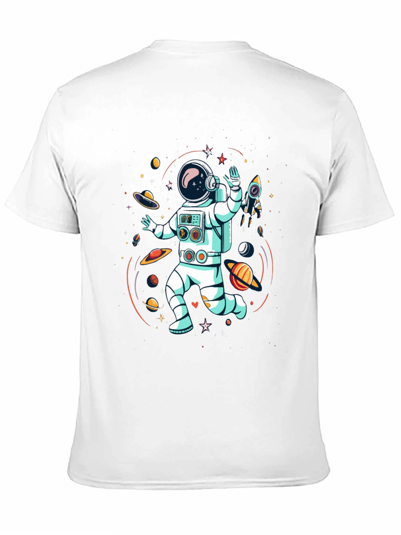 Astronaut in Space Graphic Tee - Black Cotton T-Shirt