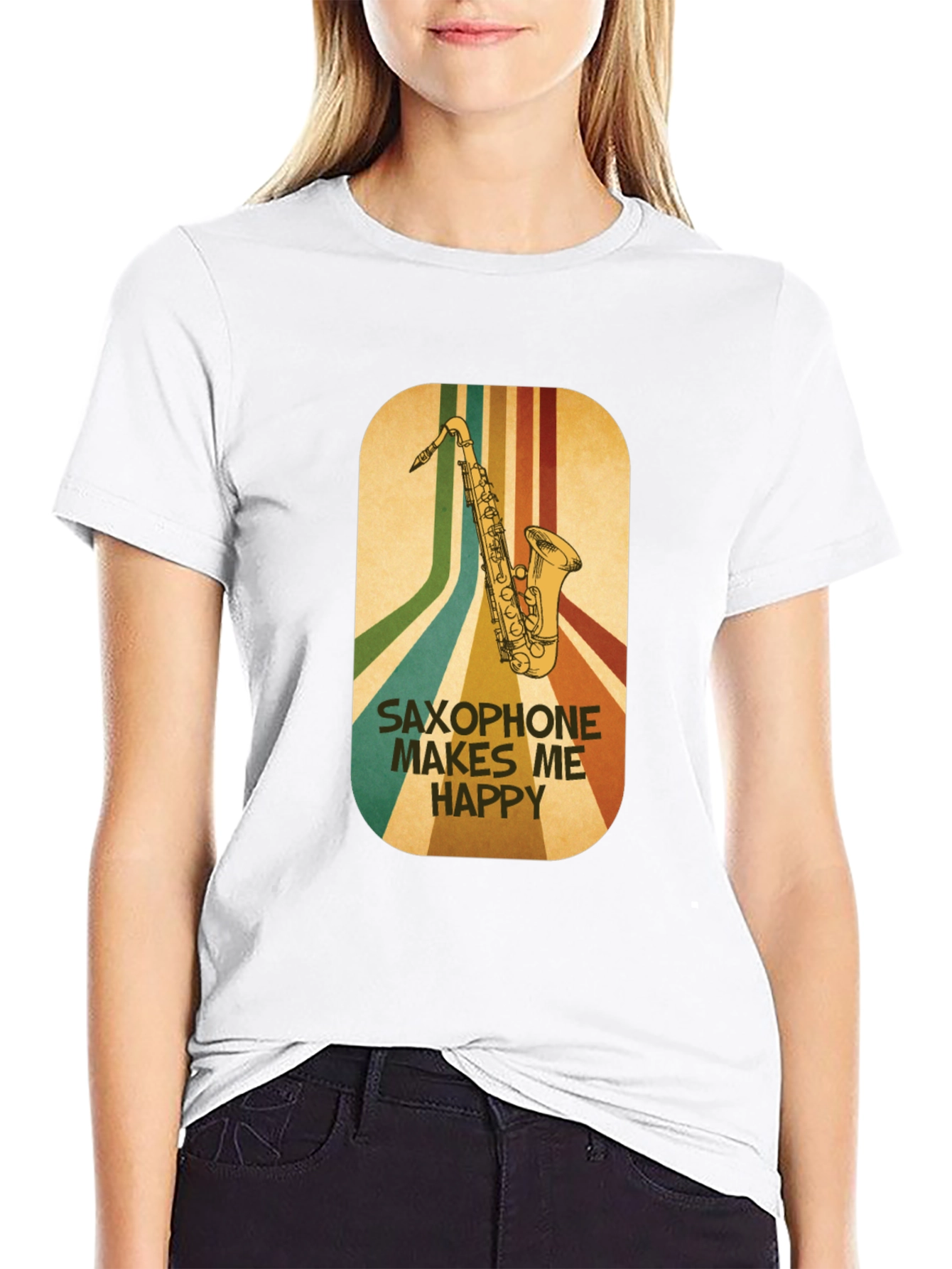 Saxophone Makes Me Happy Graphic Tee