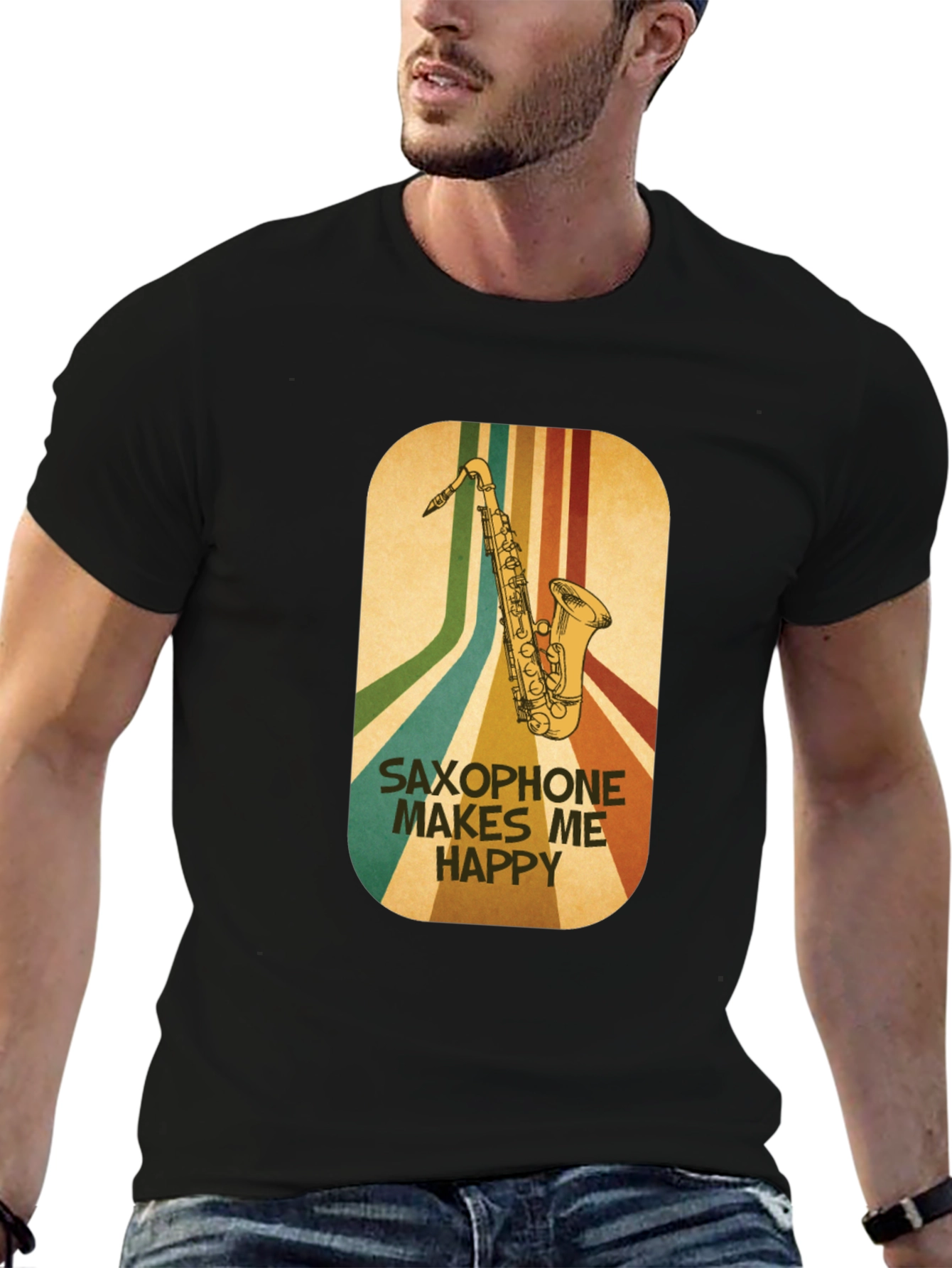 Saxophone Makes Me Happy Graphic Tee