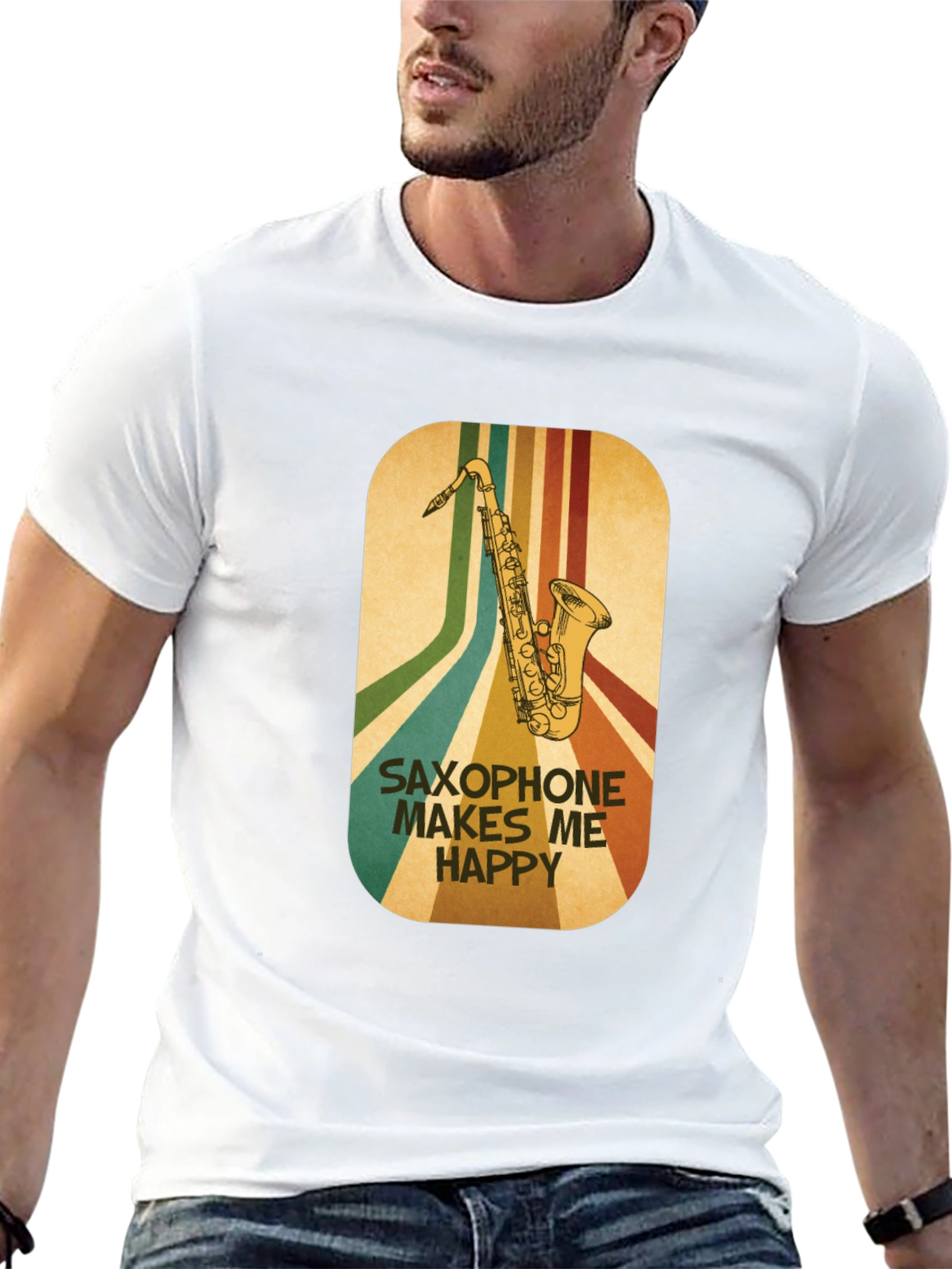 Saxophone Makes Me Happy Graphic Tee
