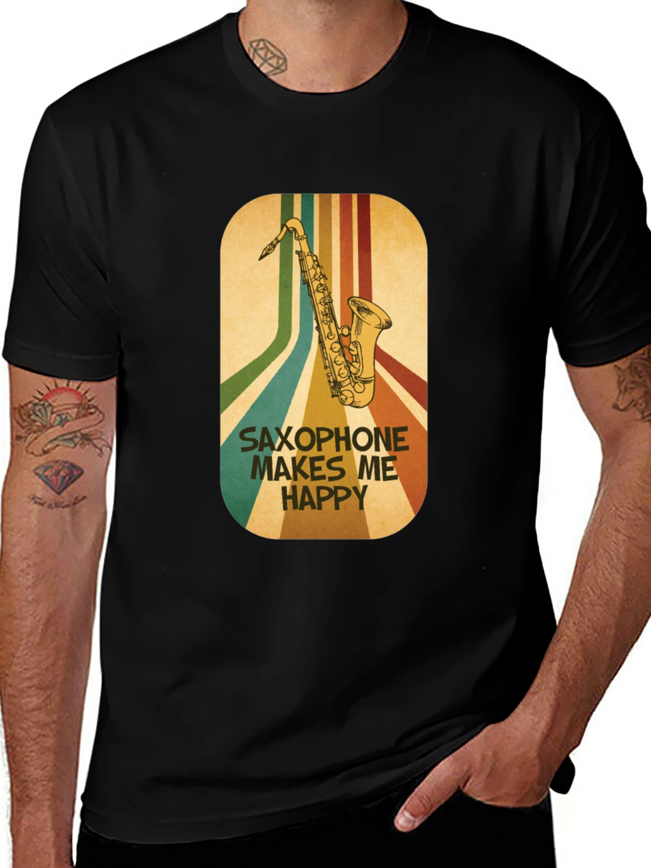 Saxophone Makes Me Happy Graphic Tee