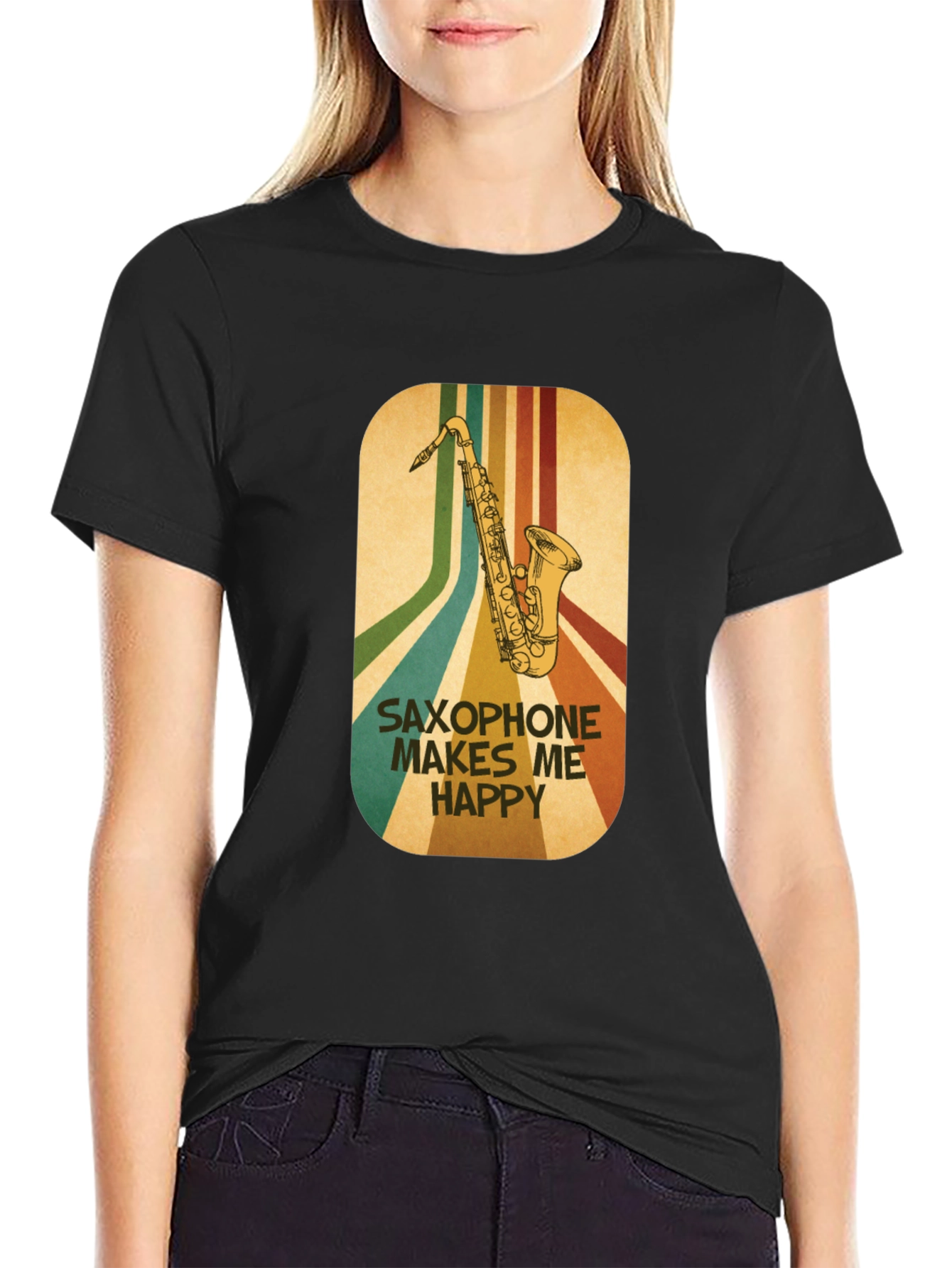 Saxophone Makes Me Happy Graphic Tee