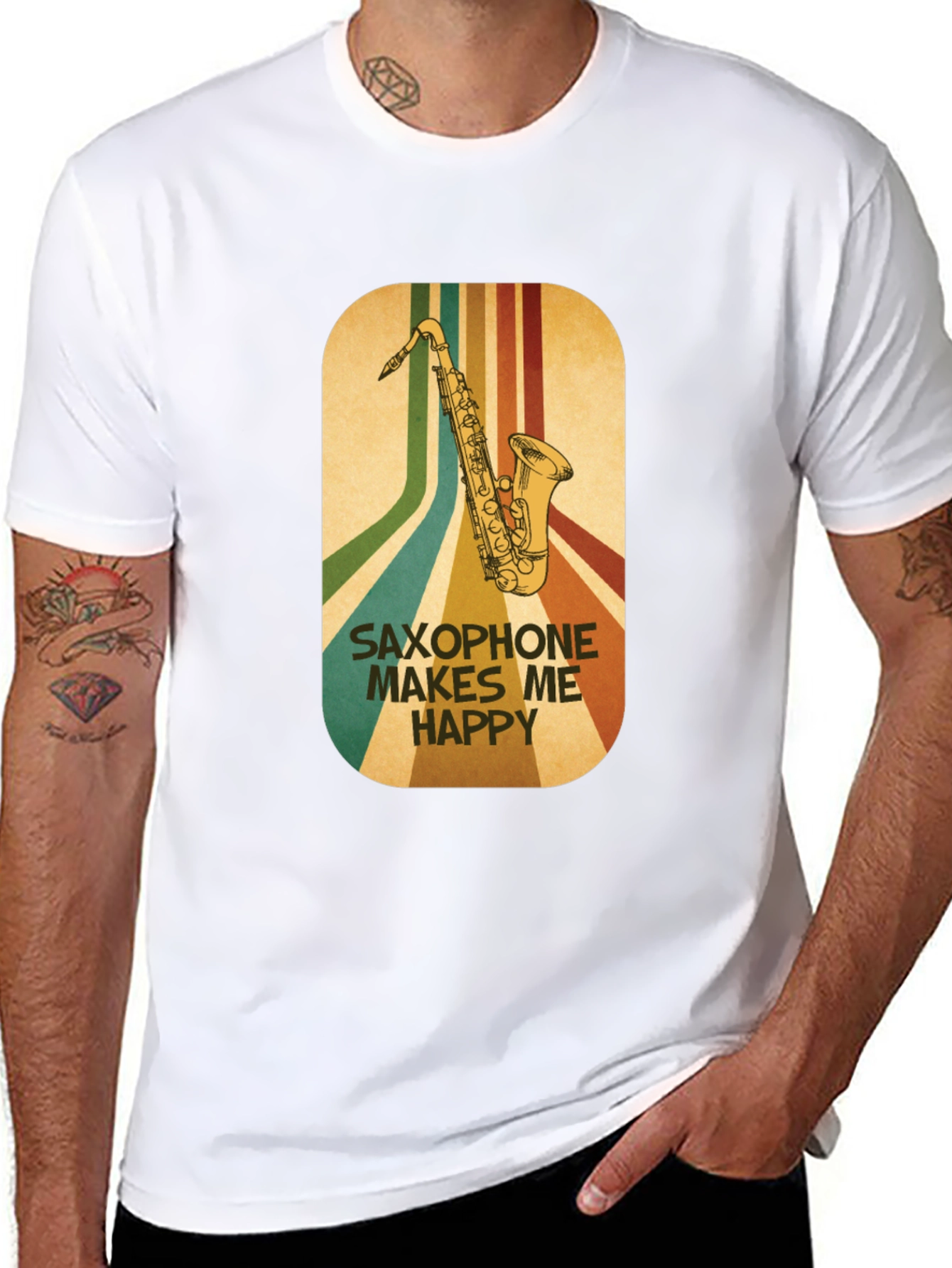 Saxophone Makes Me Happy Graphic Tee