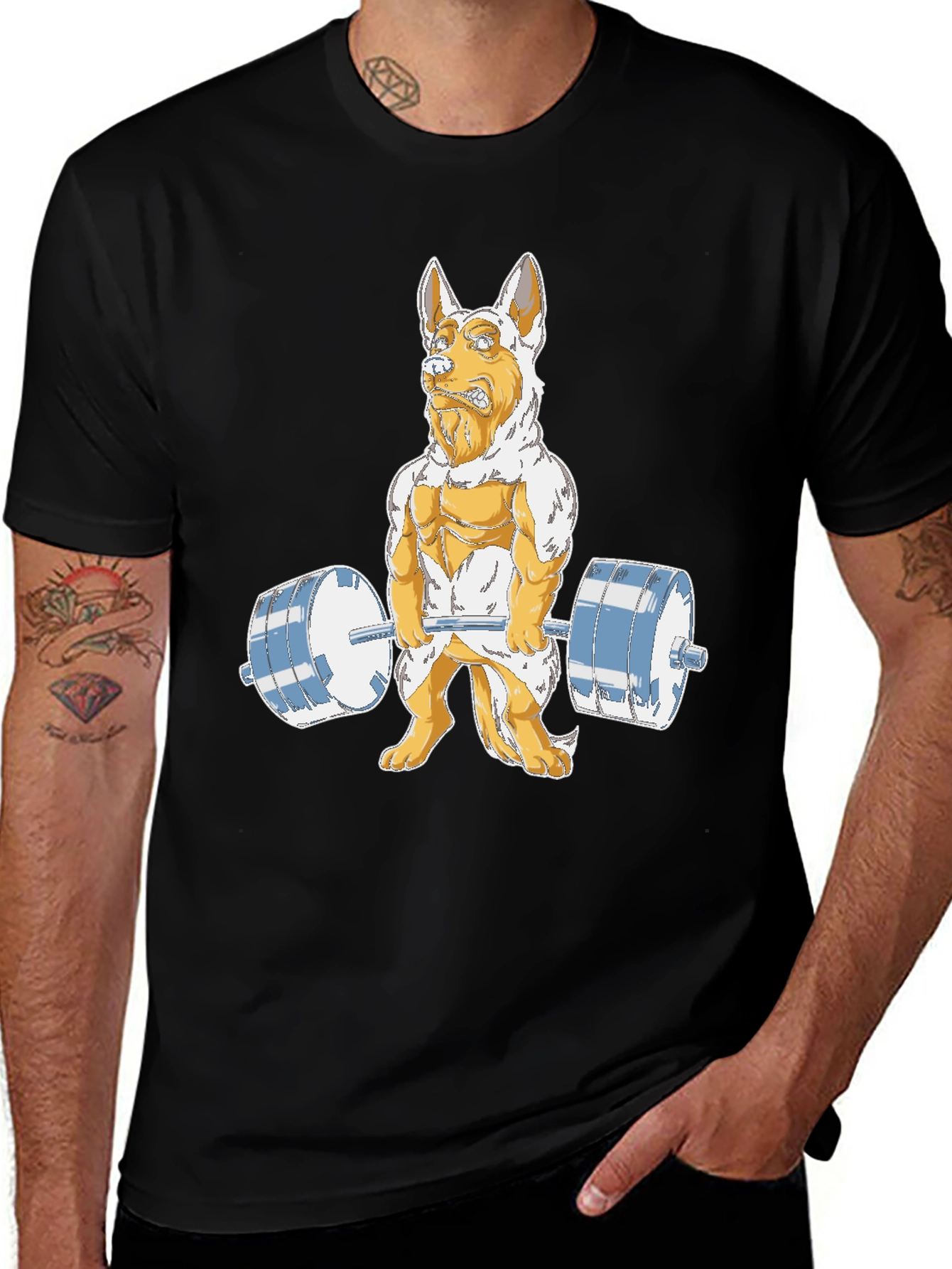 Dog Lifting Weights Graphic Tee