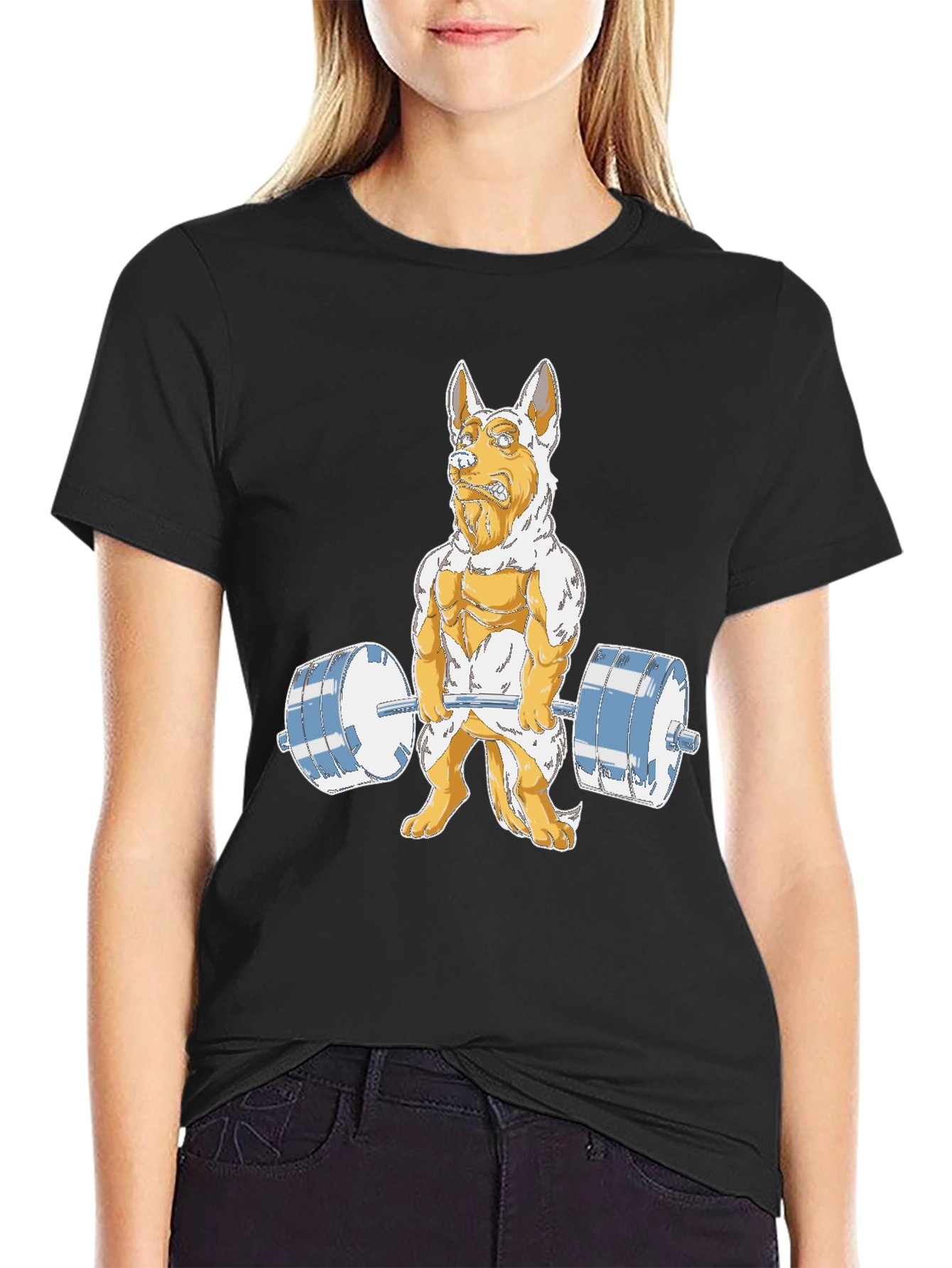 Dog Lifting Weights Graphic Tee