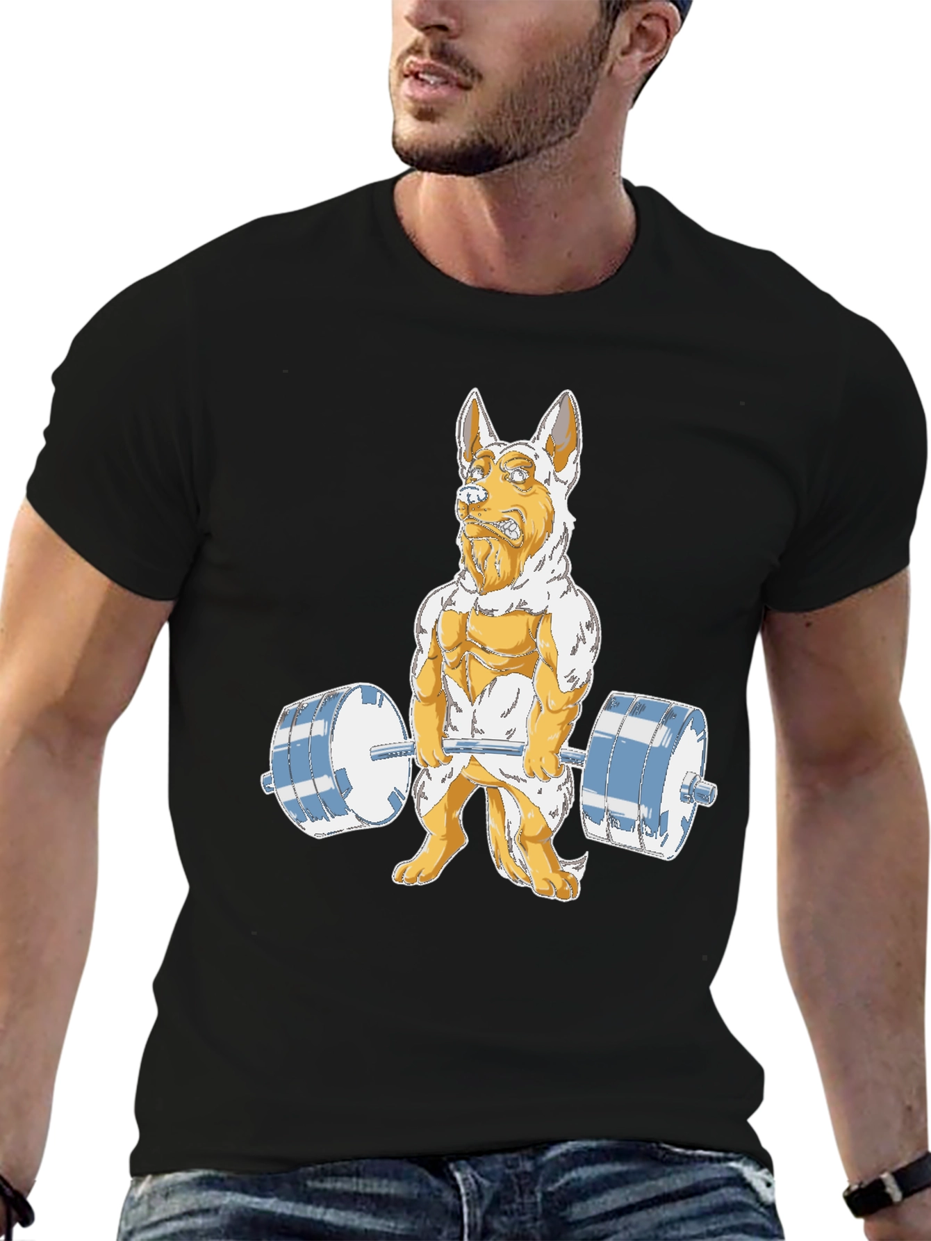 Dog Lifting Weights Graphic Tee