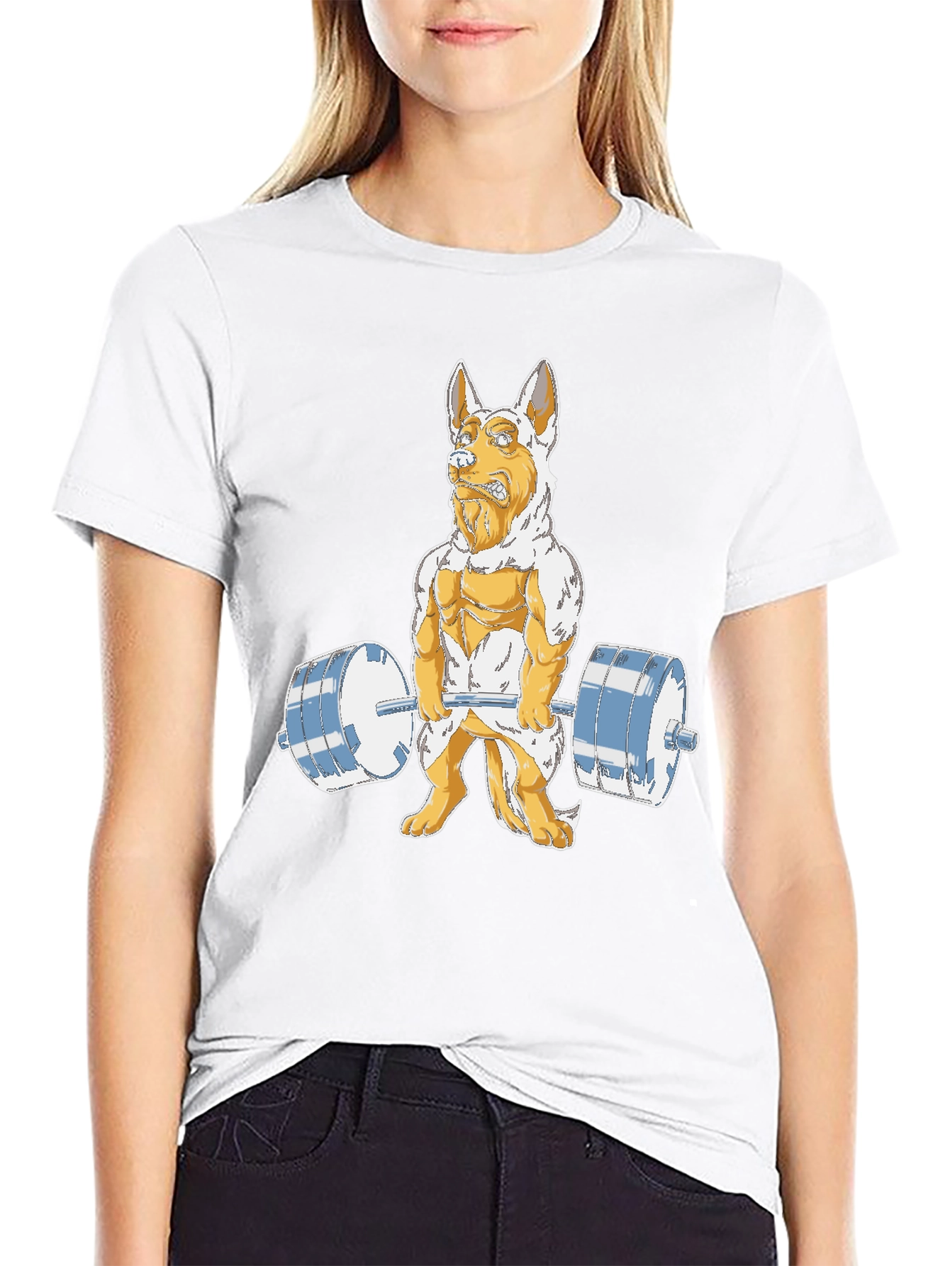 Dog Lifting Weights Graphic Tee
