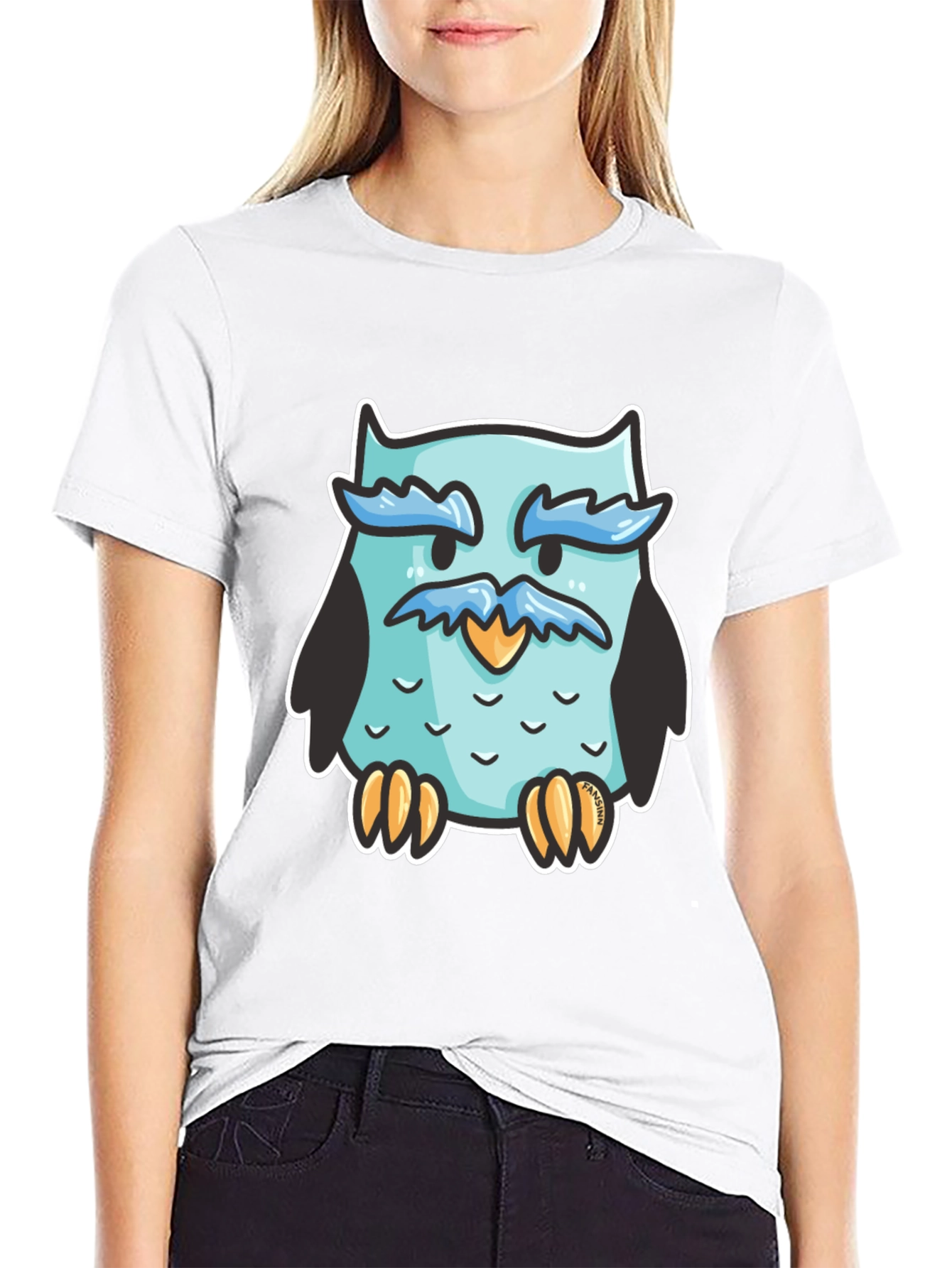 Cool Owl Graphic Tee - Black Cotton Blend