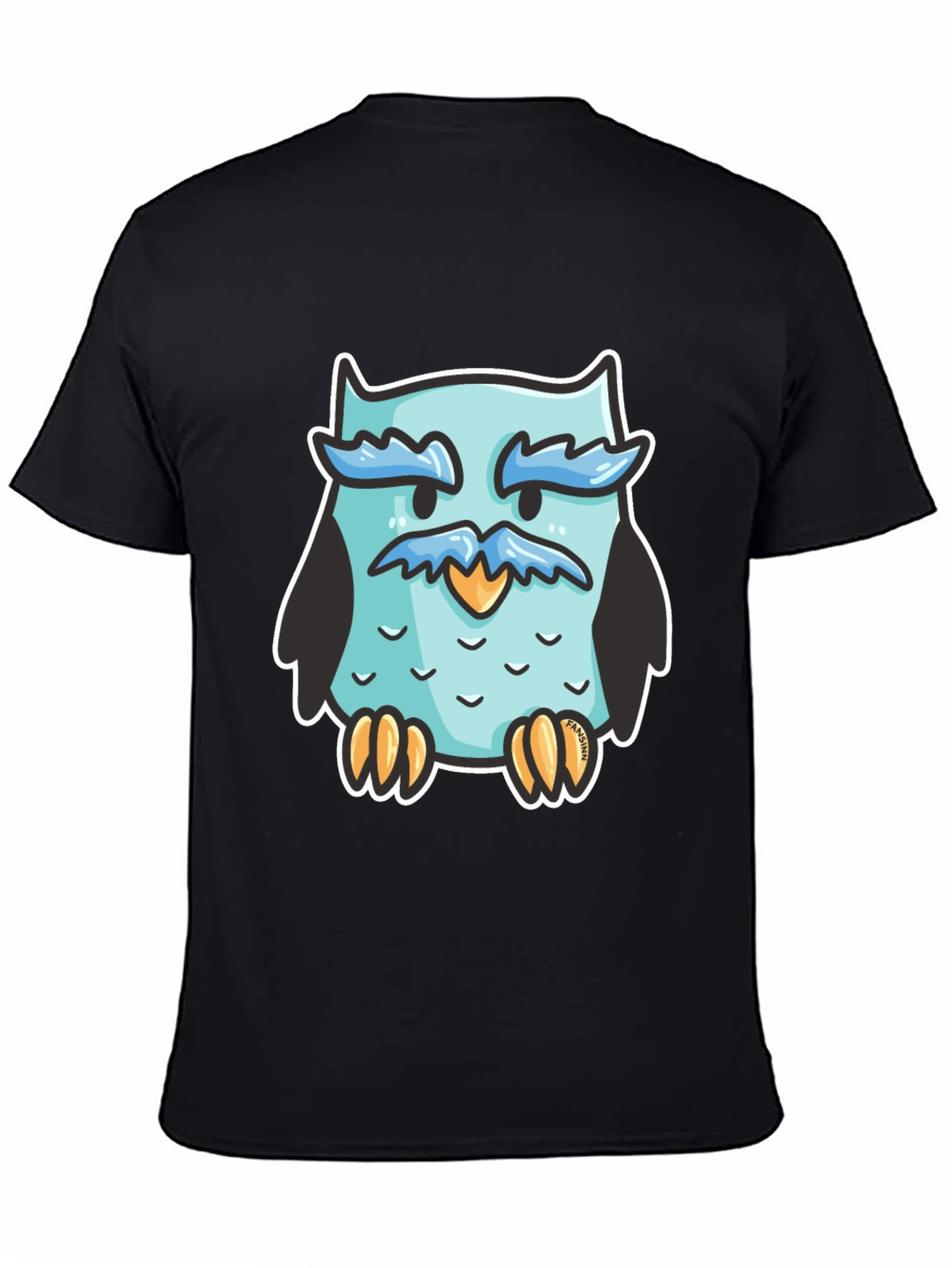 Cool Owl Graphic Tee - Black Cotton Blend