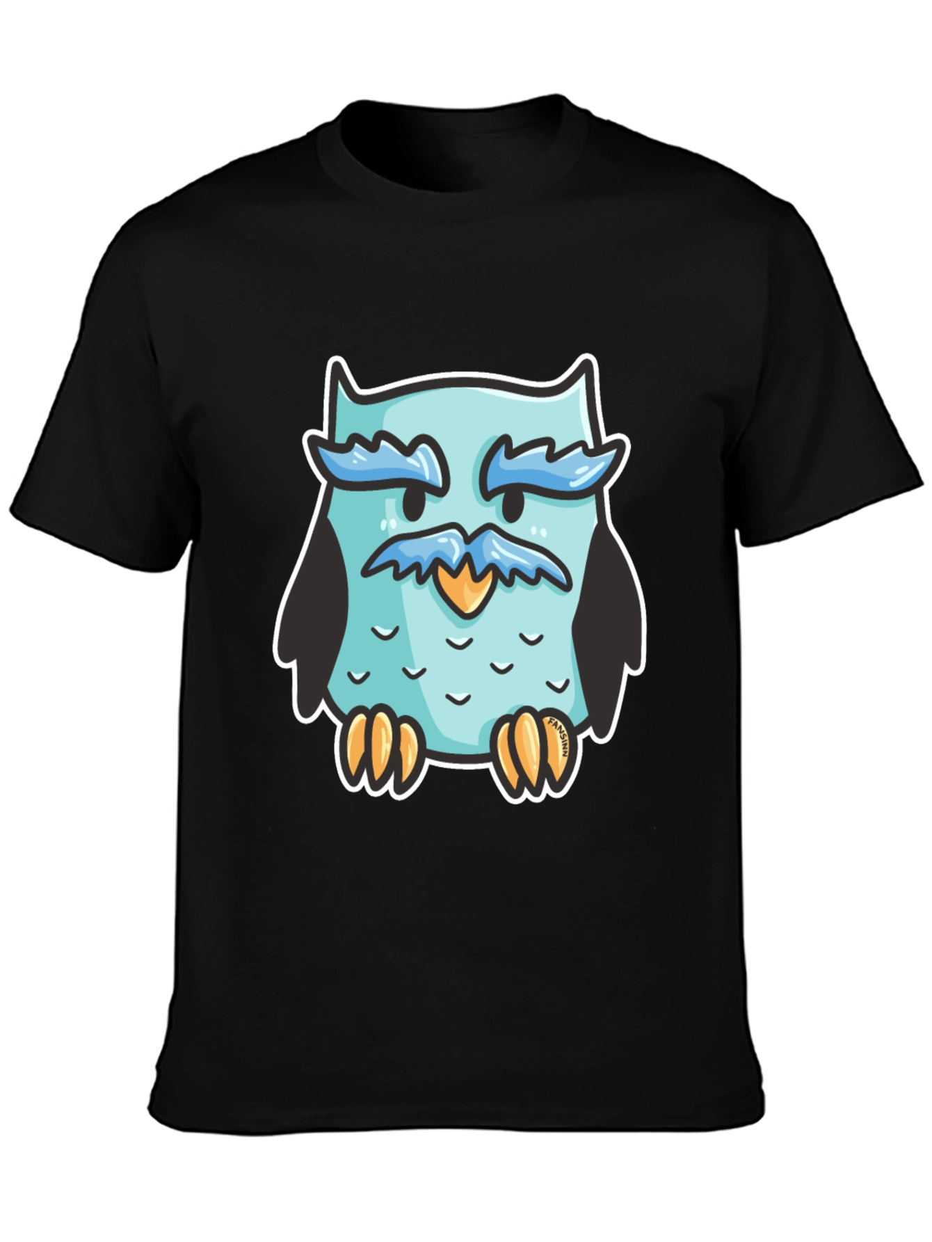 Cool Owl Graphic Tee - Black Cotton Blend