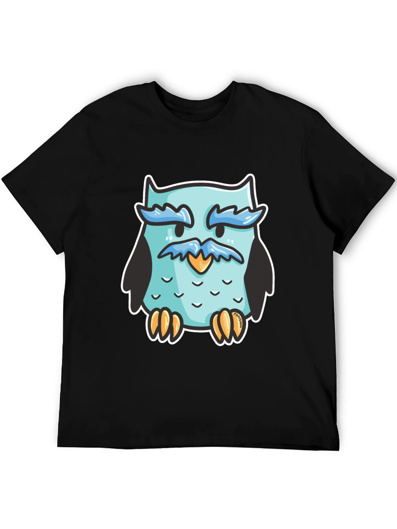 Cool Owl Graphic Tee - Black Cotton Blend