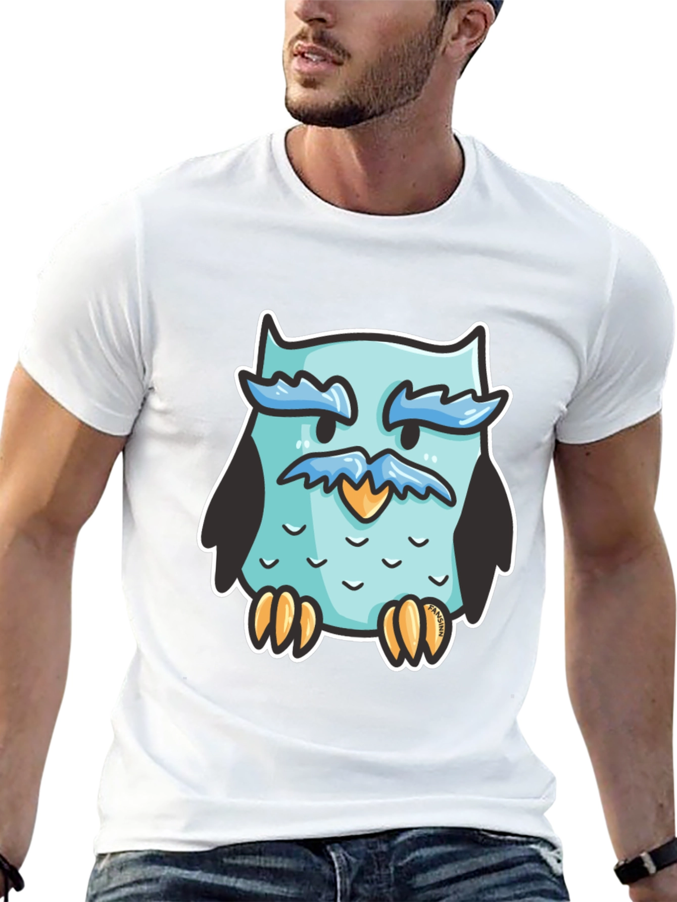 Cool Owl Graphic Tee - Black Cotton Blend
