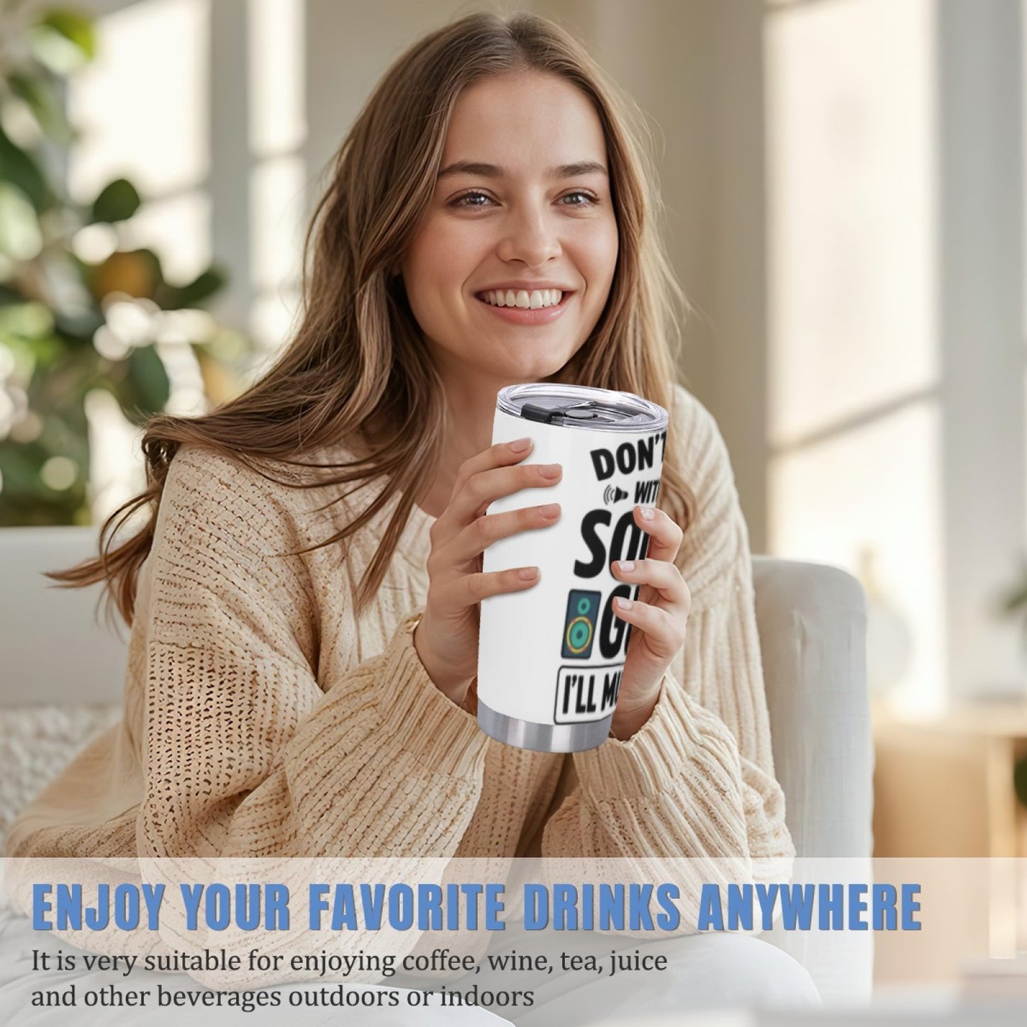 Travel Tumbler with Graphic Design - Insulated Stainless Steel Leak-Proof Cup