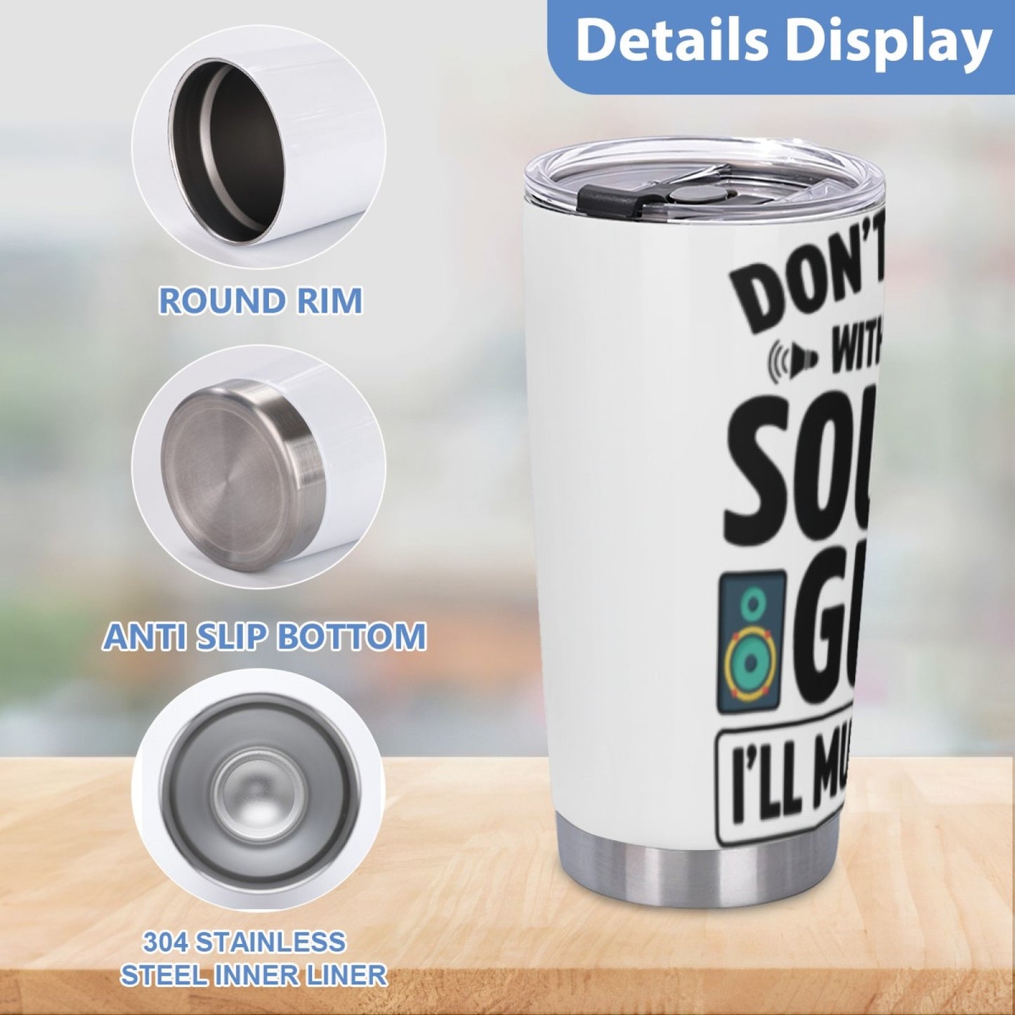 Travel Tumbler with Graphic Design - Insulated Stainless Steel Leak-Proof Cup