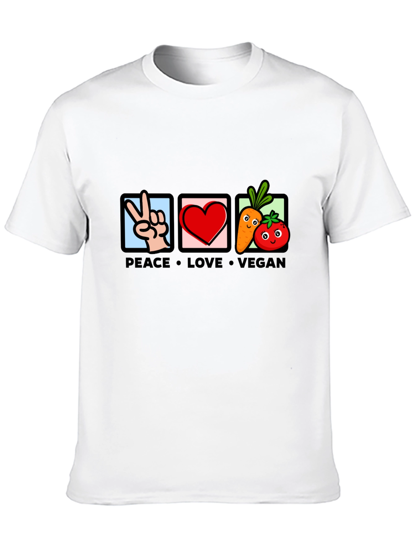 Peace Love Vegan Graphic T-Shirt - Black