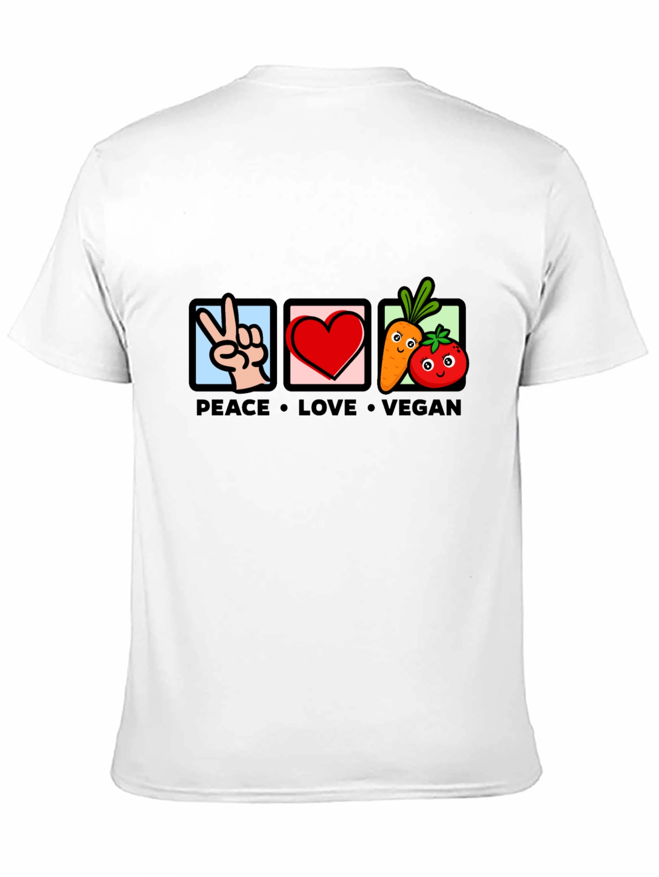 Peace Love Vegan Graphic T-Shirt - Black