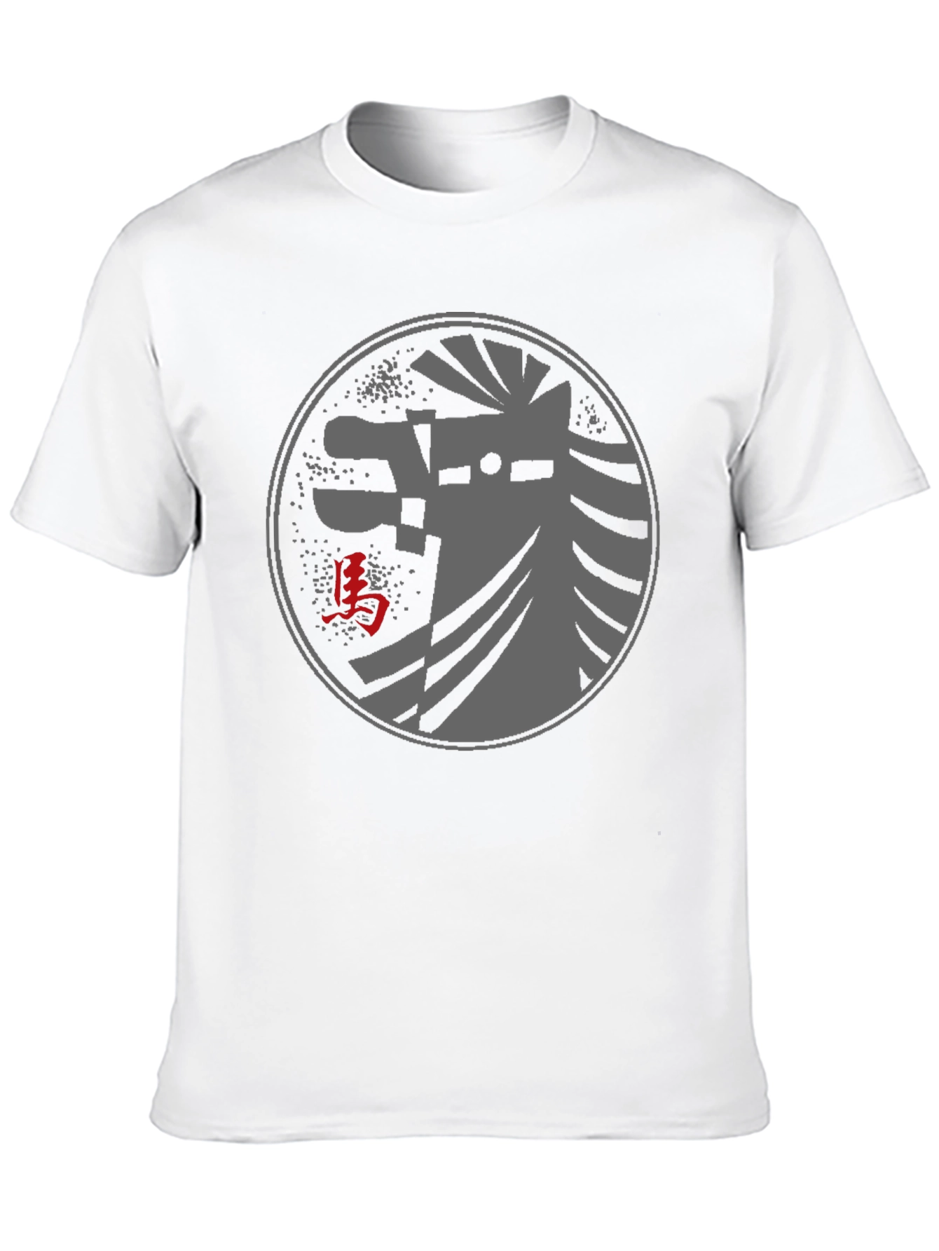 Black T-Shirt with Japanese Horse Design