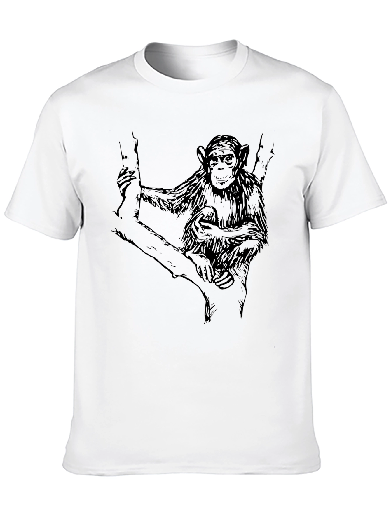 Chimpanzee Graphic Print Mens Black T-Shirt