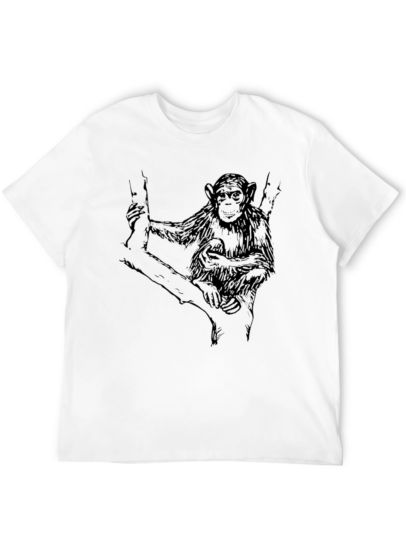 Chimpanzee Graphic Print Mens Black T-Shirt