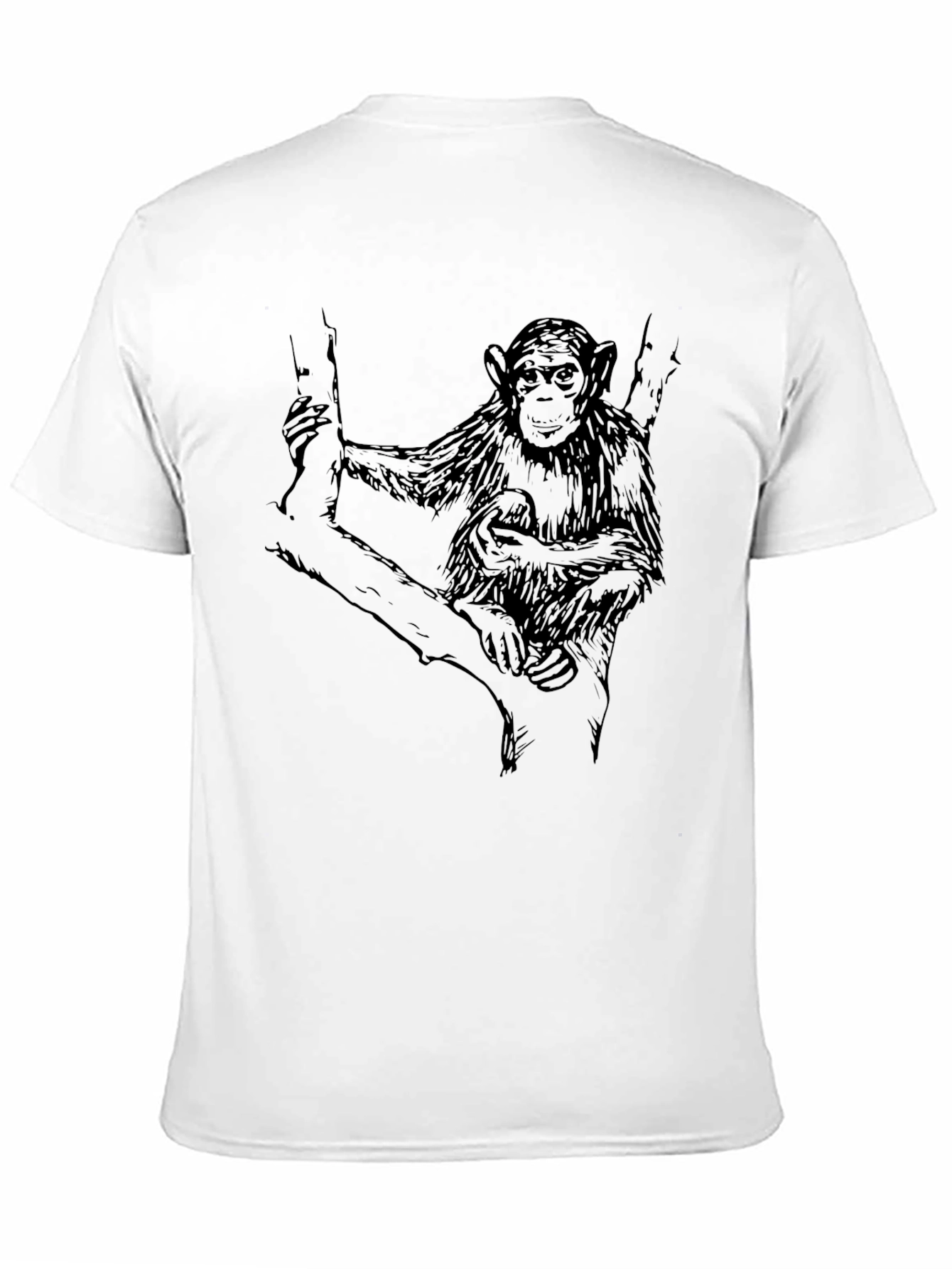 Chimpanzee Graphic Print Mens Black T-Shirt