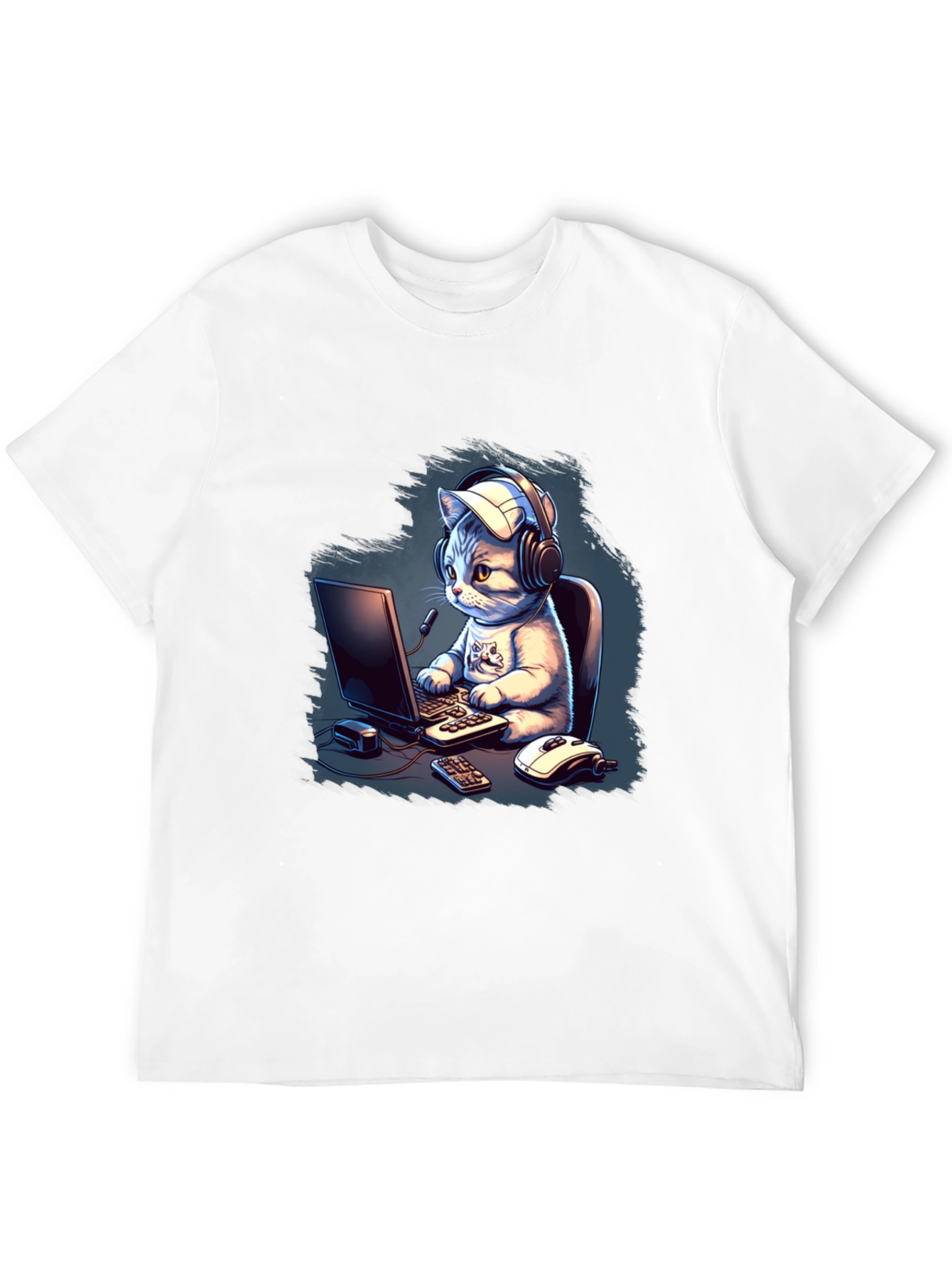 Gamer Cat Graphic Tee - Black