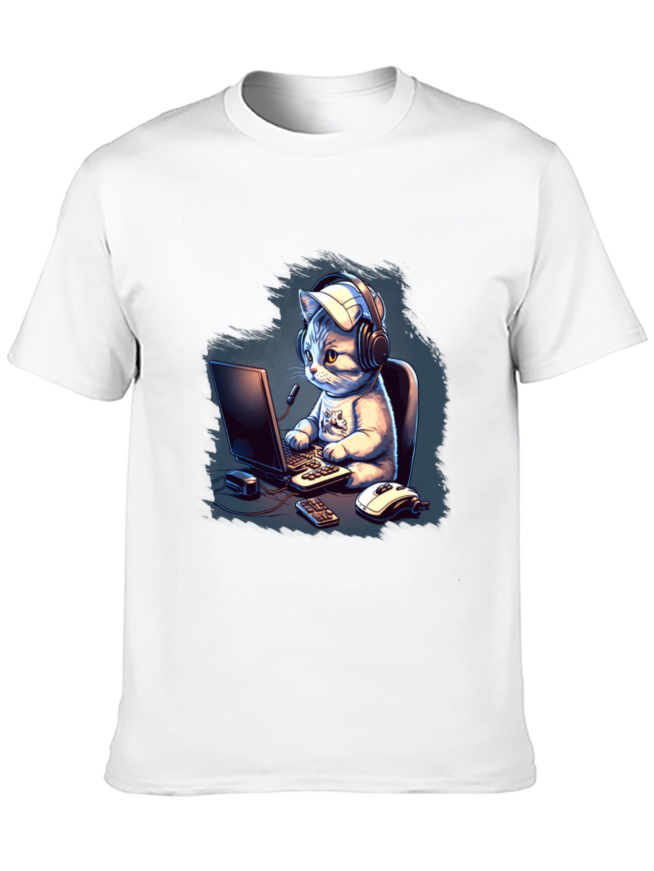 Gamer Cat Graphic Tee - Black