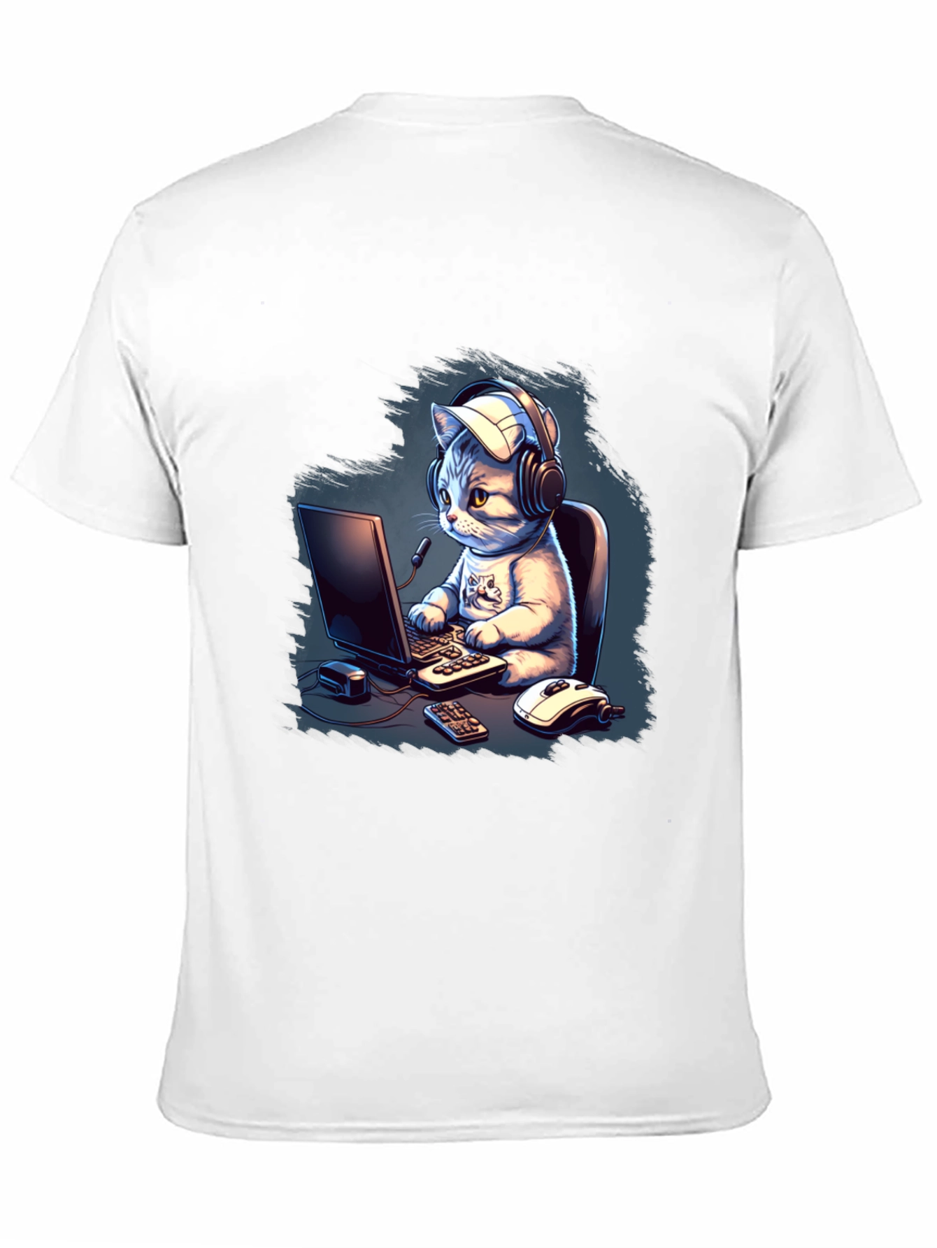 Gamer Cat Graphic Tee - Black