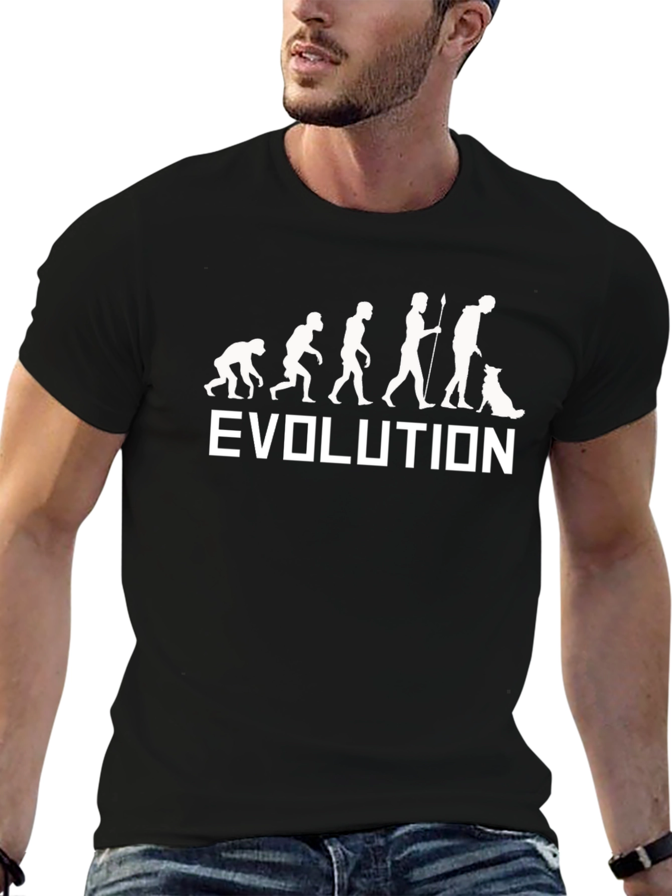 Evolution of Man & Dog Black T-Shirt