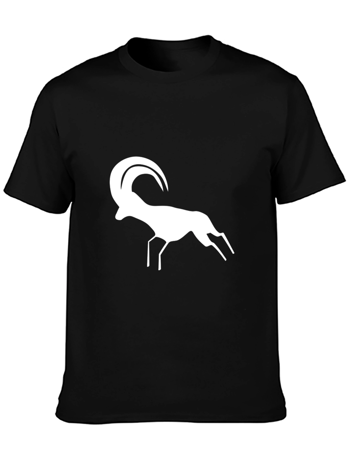 Black T-Shirt with White Ram Graphic Print