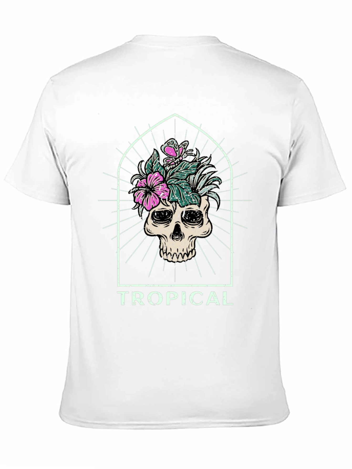 Tropical Skull Graphic Tee - Black