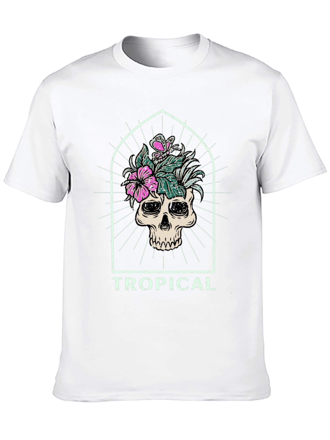 Tropical Skull Graphic Tee - Black