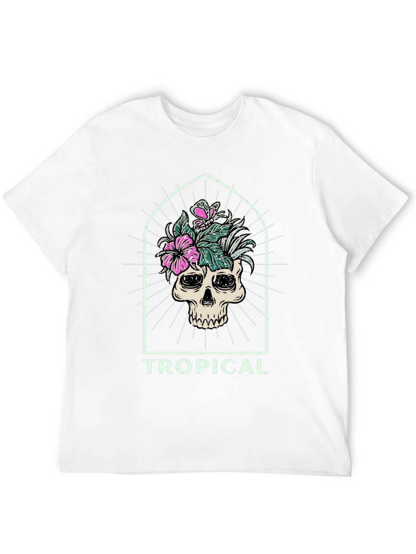 Tropical Skull Graphic Tee - Black