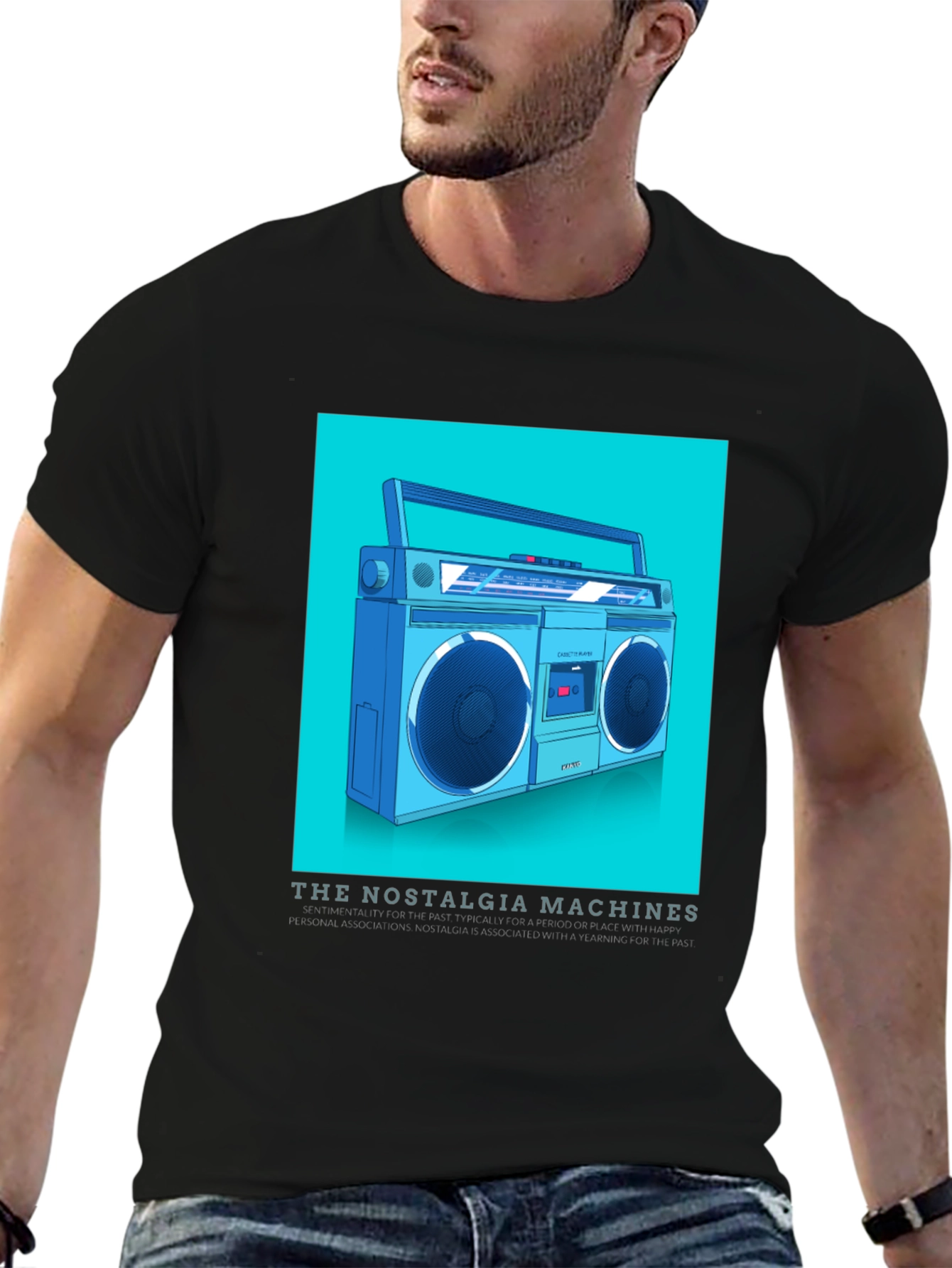 Retro Boombox T-Shirt - Nostalgia Machines Graphic Tee