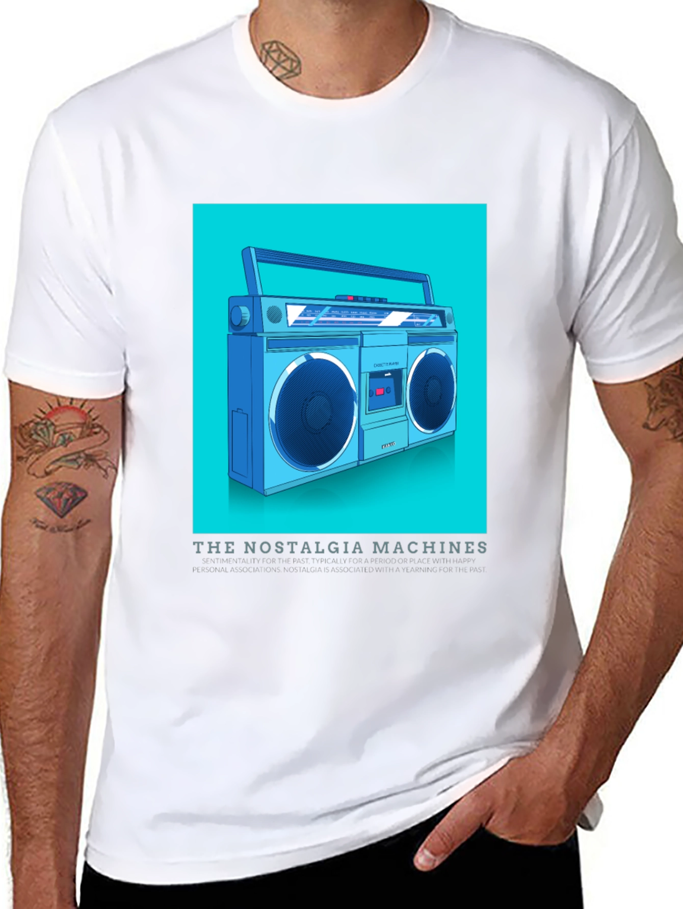 Retro Boombox T-Shirt - Nostalgia Machines Graphic Tee