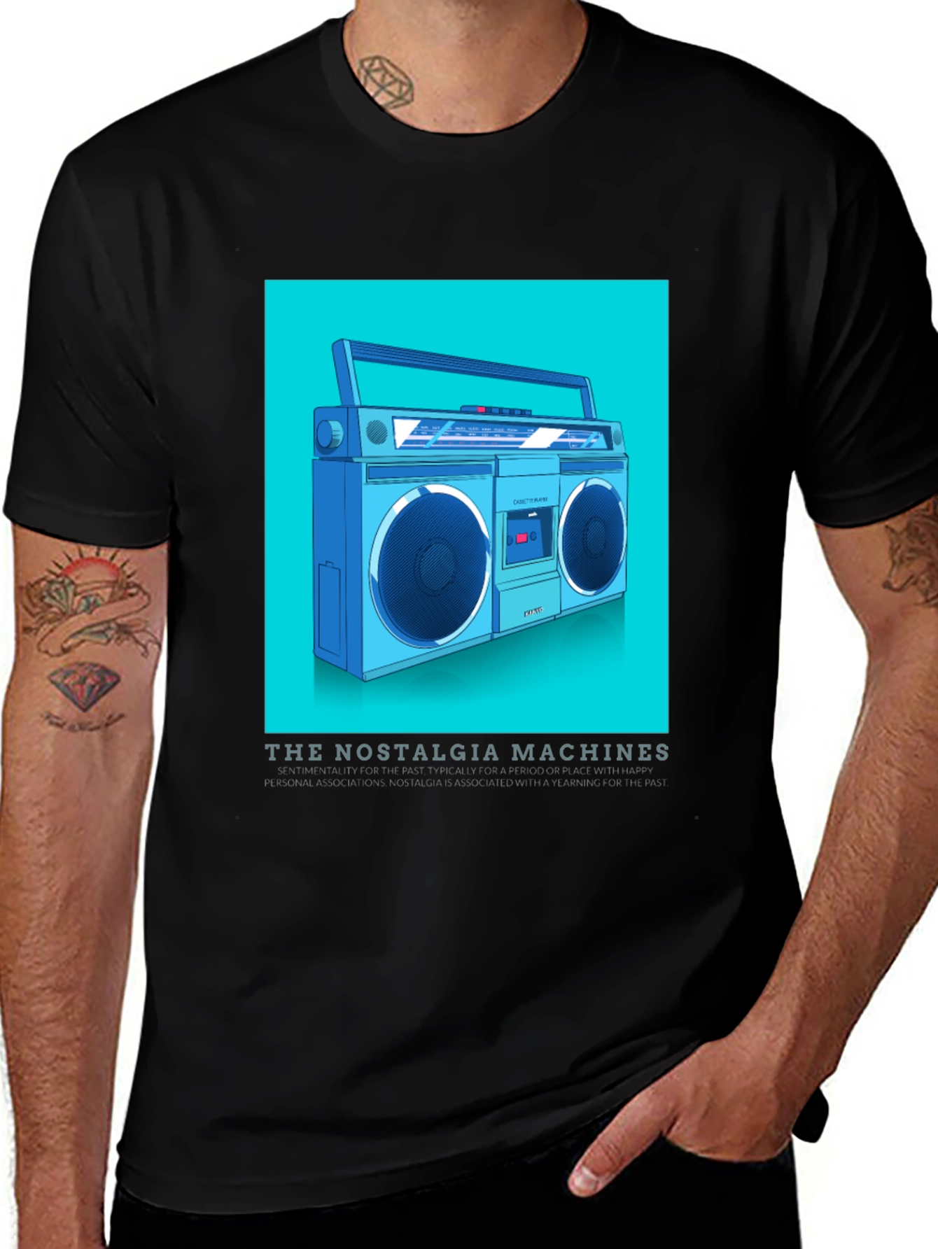 Retro Boombox T-Shirt - Nostalgia Machines Graphic Tee