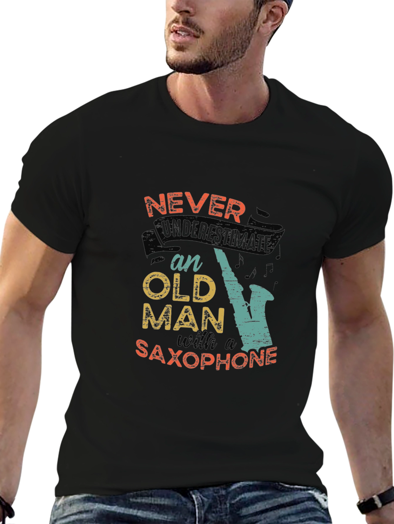 Never Underestimate an Old Man with a Saxophone T-Shirt