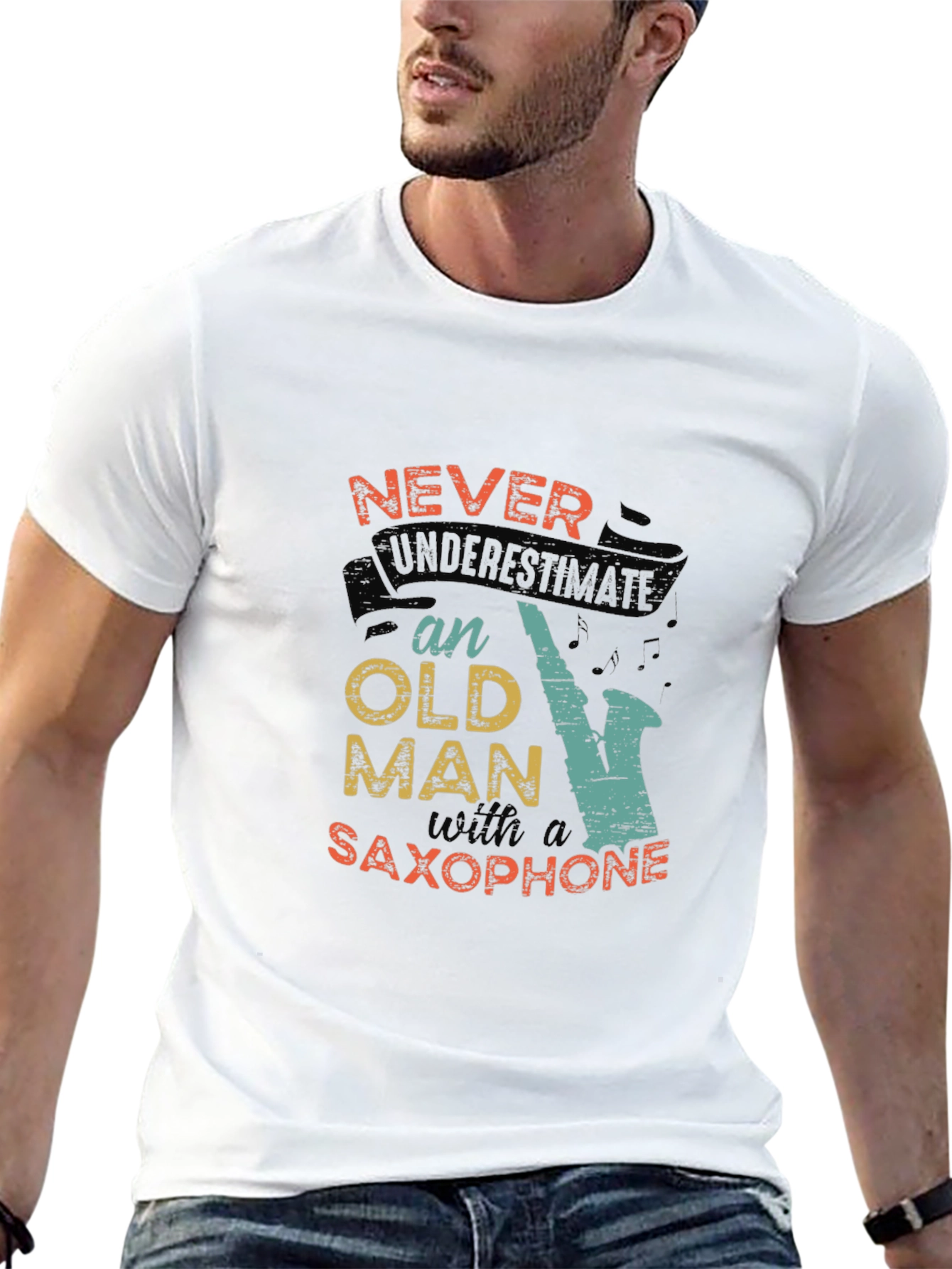 Never Underestimate an Old Man with a Saxophone T-Shirt