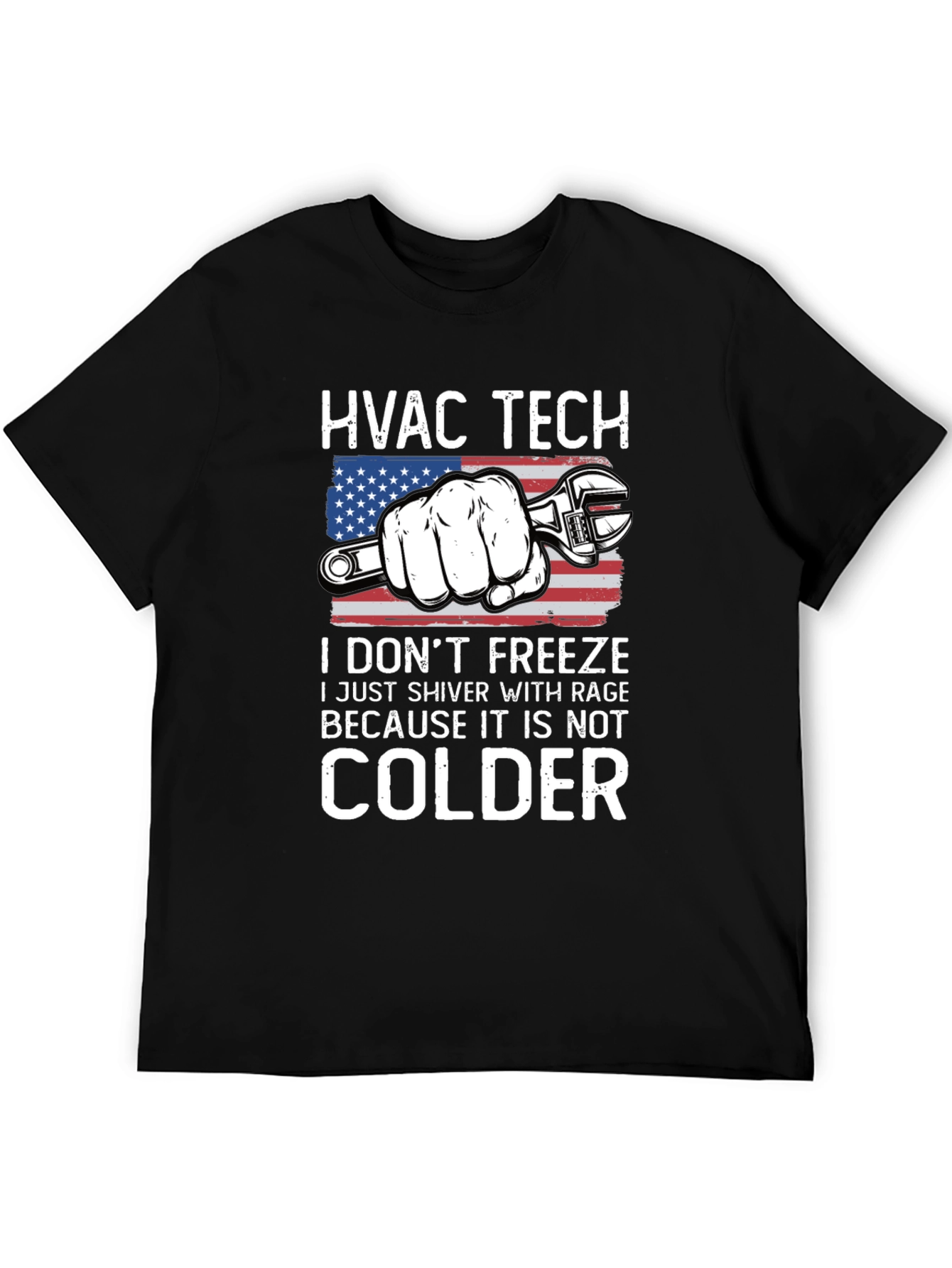 HVAC Tech T-Shirt - American Flag Wrench Design