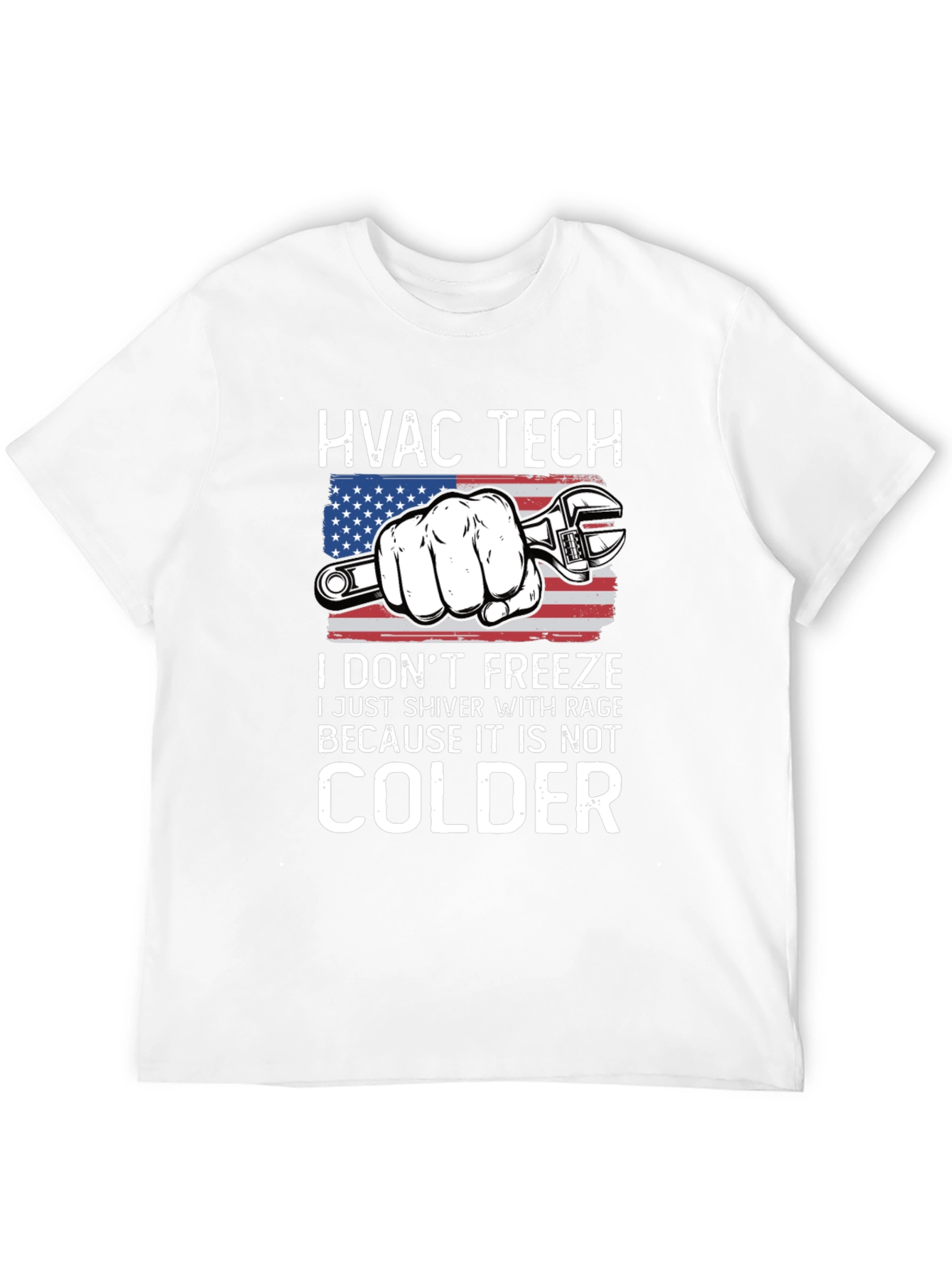 HVAC Tech T-Shirt - American Flag Wrench Design