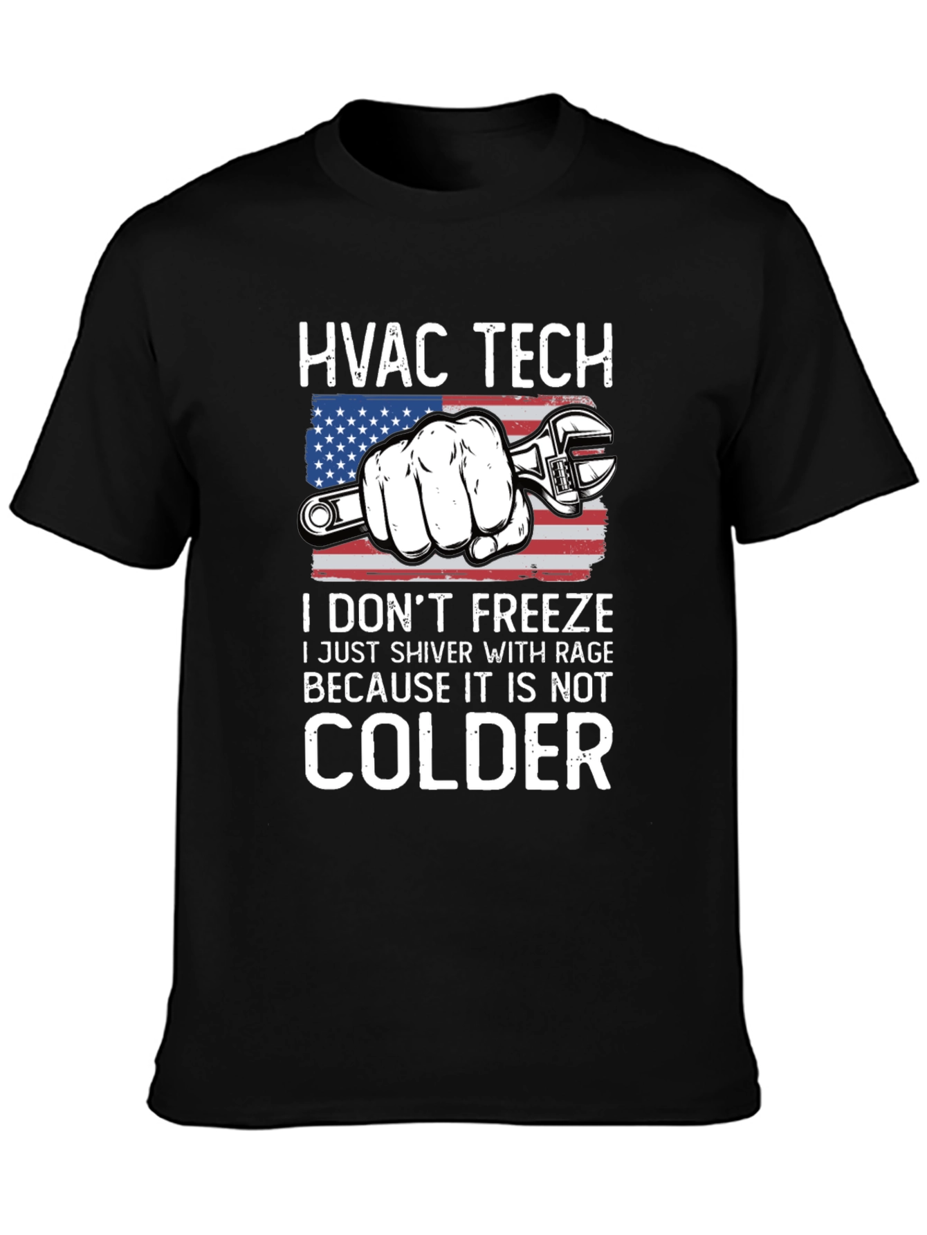 HVAC Tech T-Shirt - American Flag Wrench Design