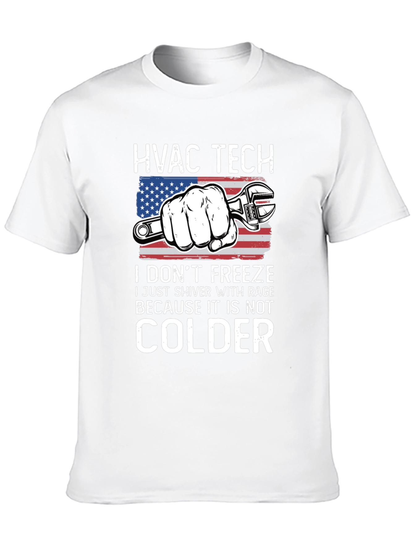 HVAC Tech T-Shirt - American Flag Wrench Design