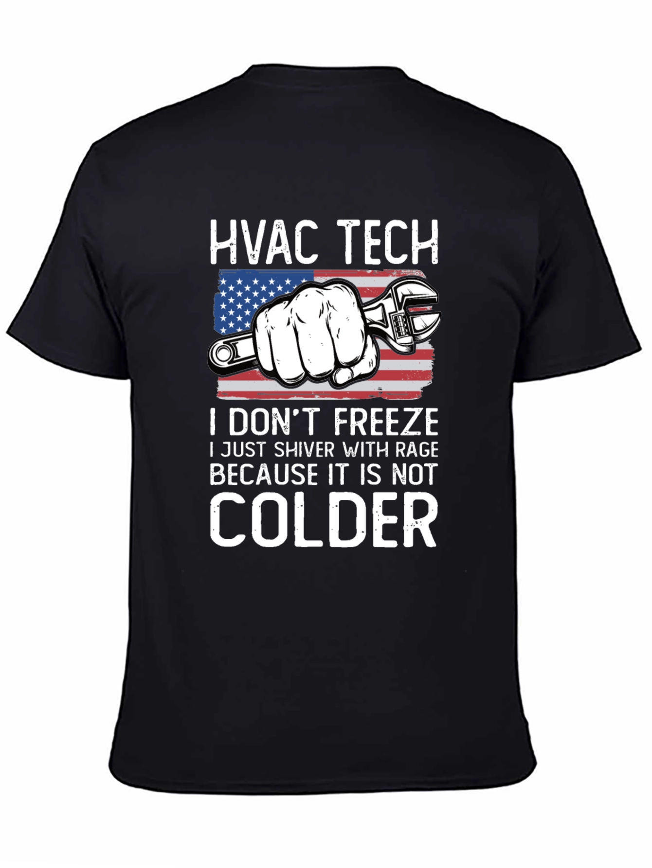 HVAC Tech T-Shirt - American Flag Wrench Design