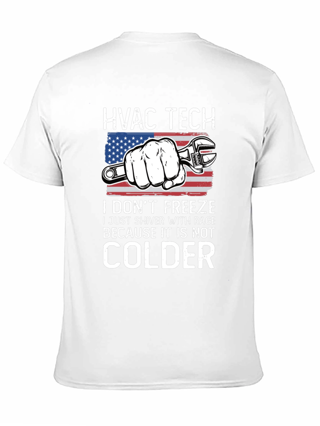 HVAC Tech T-Shirt - American Flag Wrench Design