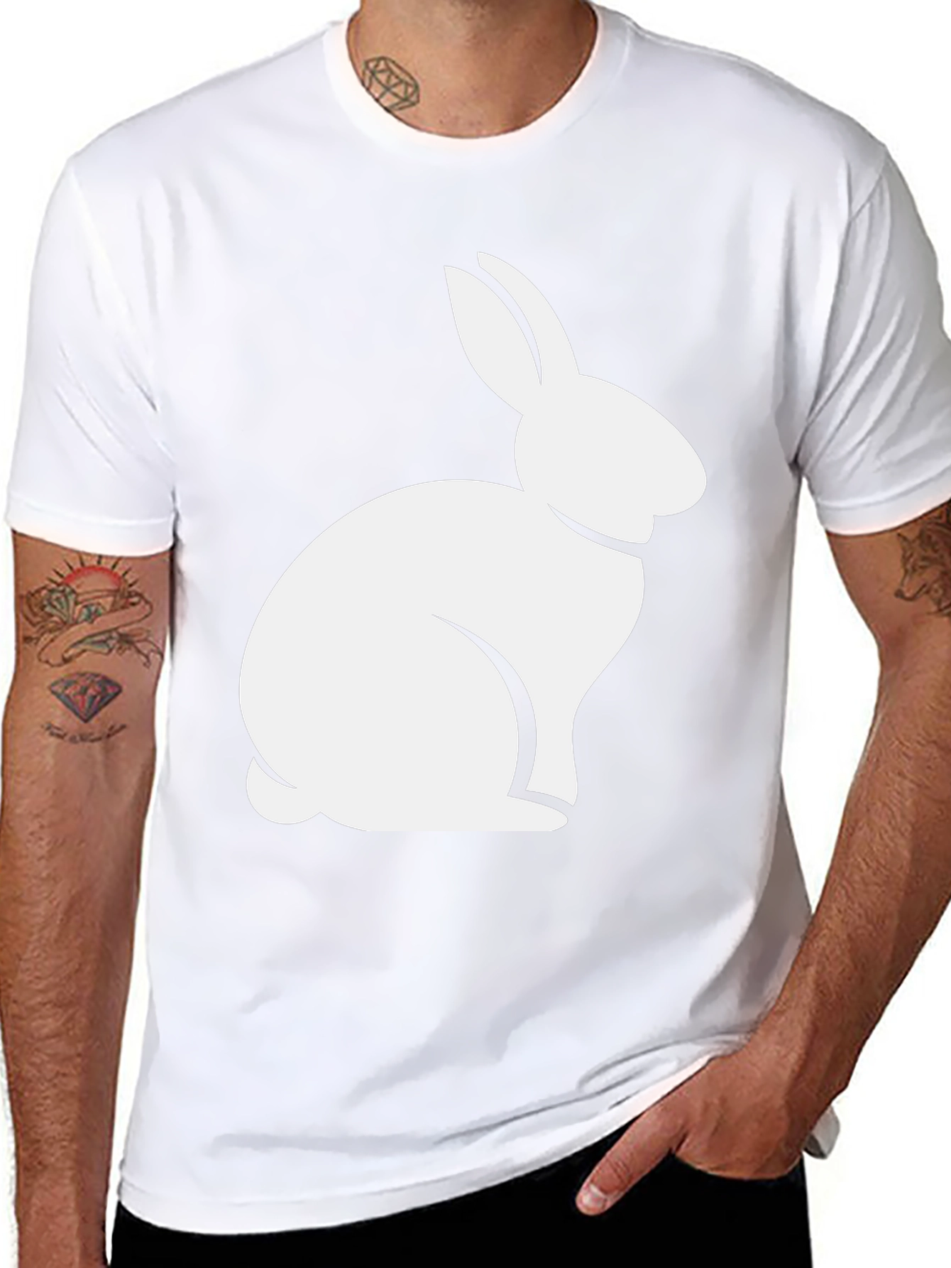 Rabbit Graphic Tee - Black Casual T-Shirt