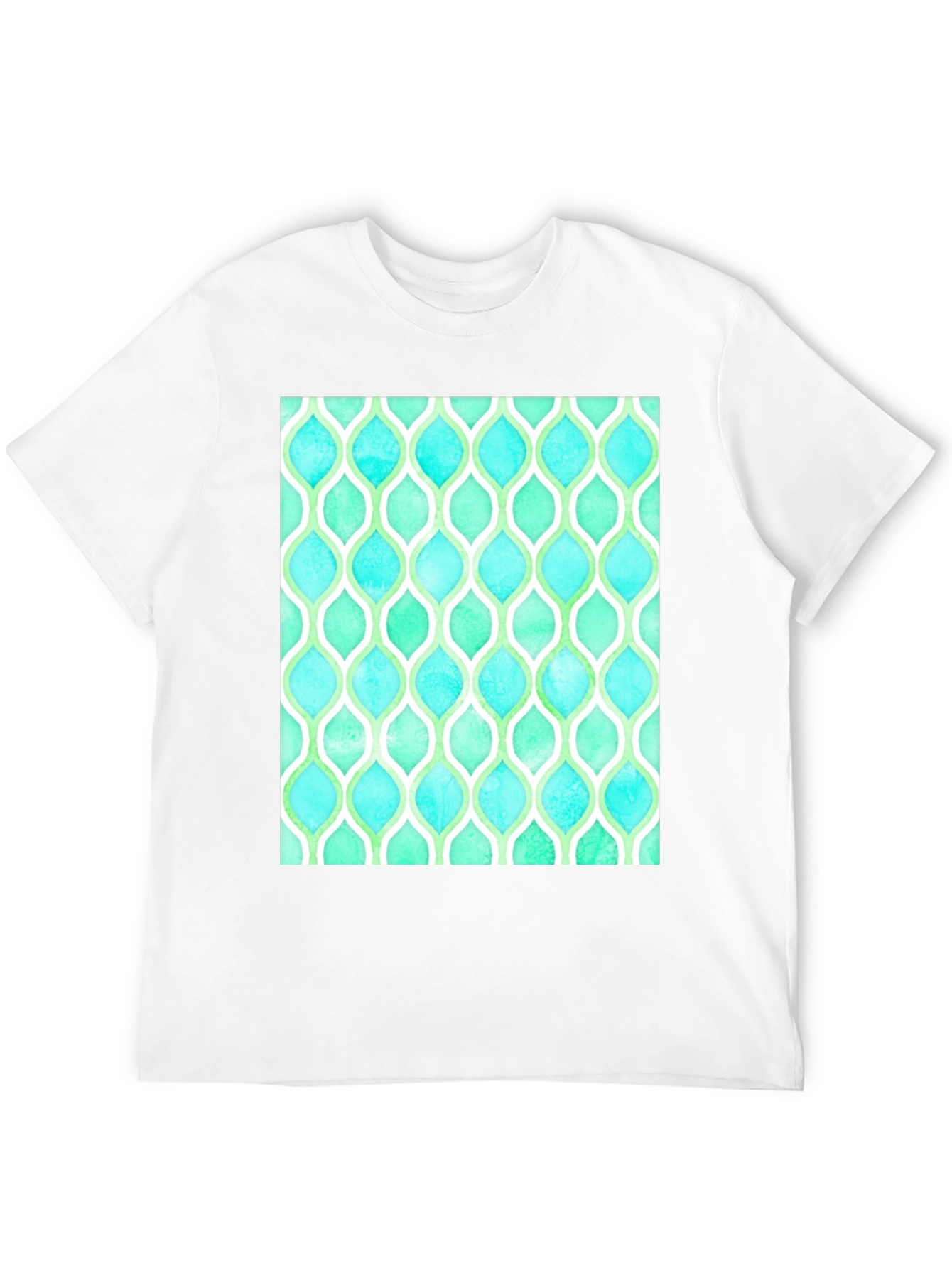 Aqua & Green Patterned T-Shirt