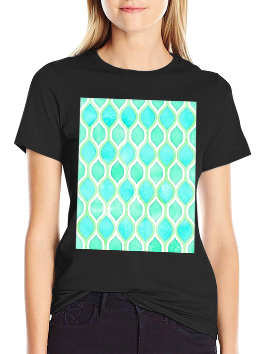 Aqua & Green Patterned T-Shirt